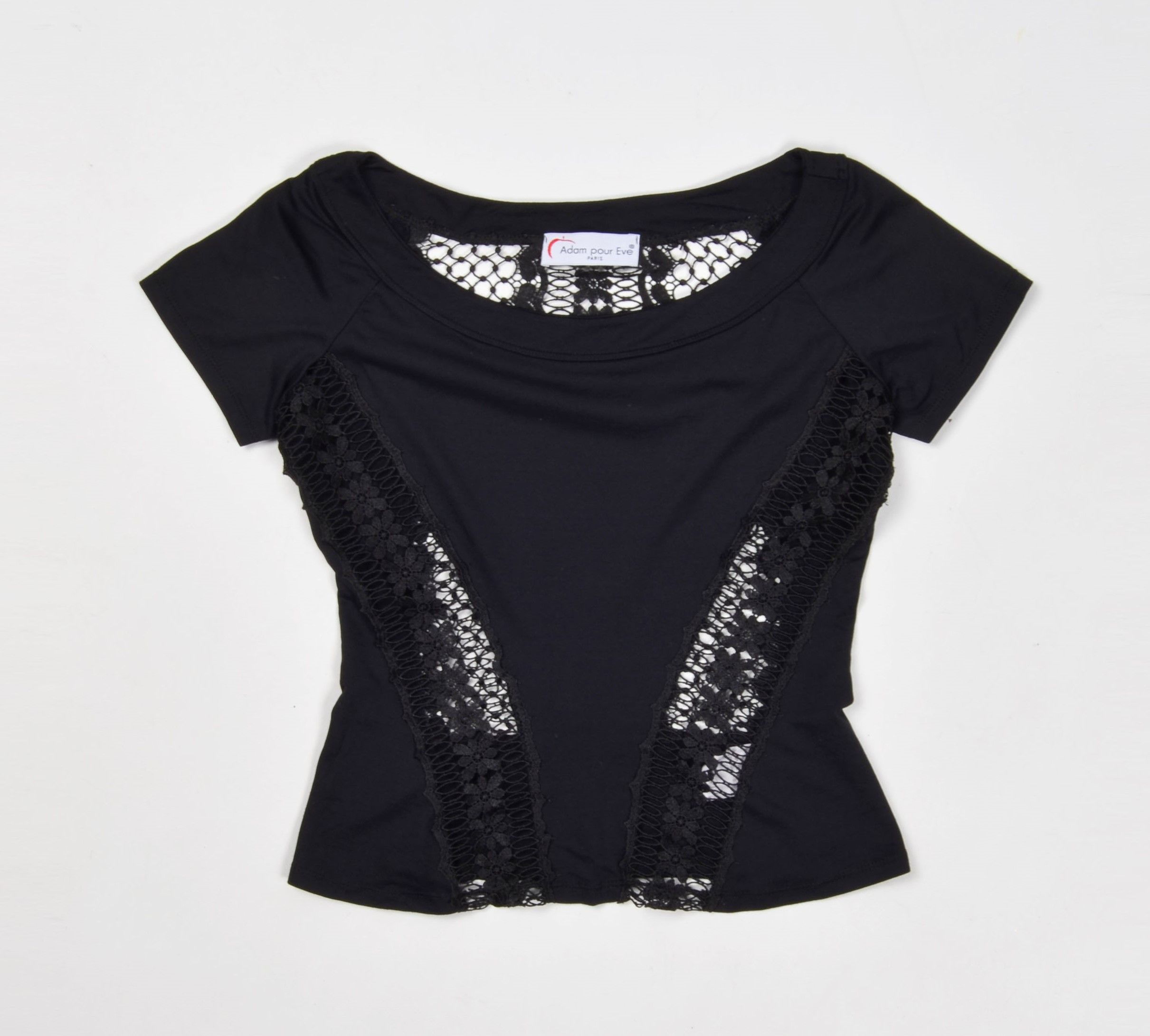 Vintage Vintage Adam Pour Eve Crochet Back Boat Neck Top Size S / US 4 / IT 40 - 1 Thumbnail