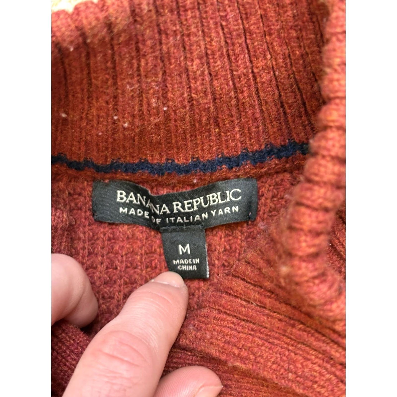 Banana Republic Banana Republic Henley Sweater Mens Medium Italian Merino Yarn Red Size US M / EU 48-50 / 2 - 2 Thumbnail