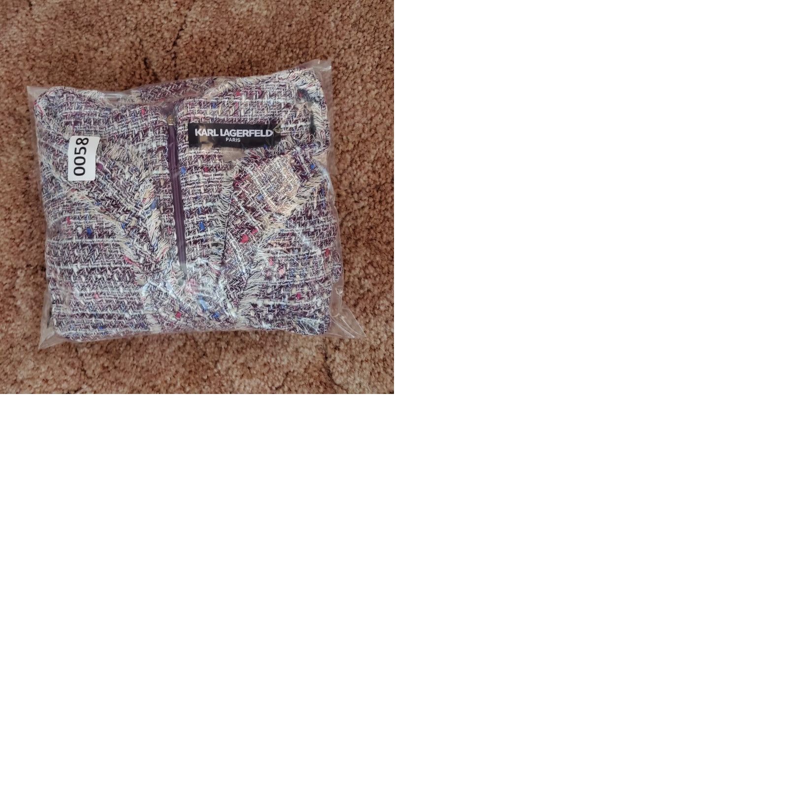 Karl Lagerfeld Karl Lagerfeld Dress Women 2 Purple Fringe Tweed Sheath Knee Length Zipper Back Lined Cap Sleeve V-Neck Size XS / US 0-2 / IT 36-38 - 10 Thumbnail