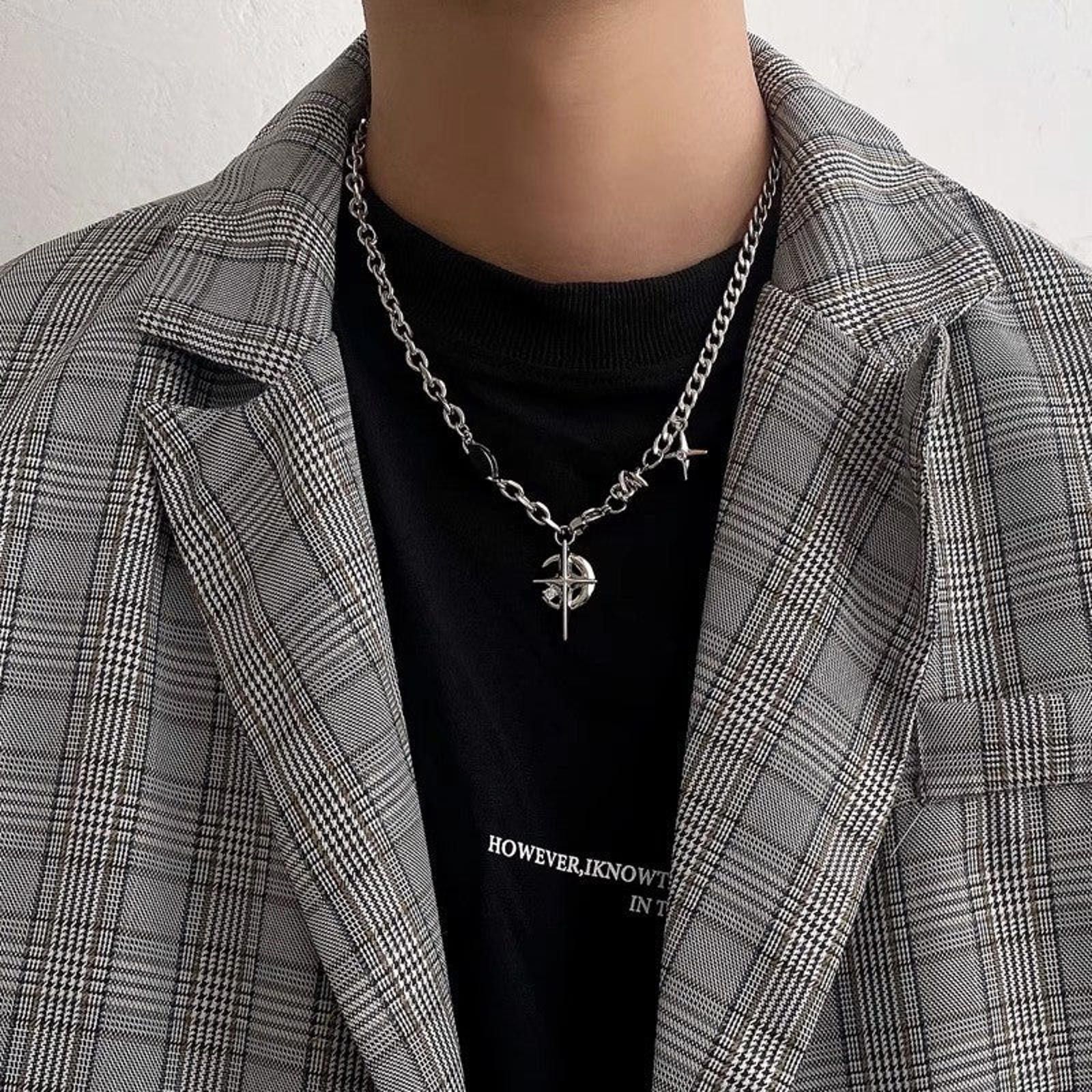 Jewelry Moon and Stars Silver Chain Necklace Size ONE SIZE - 3 Thumbnail