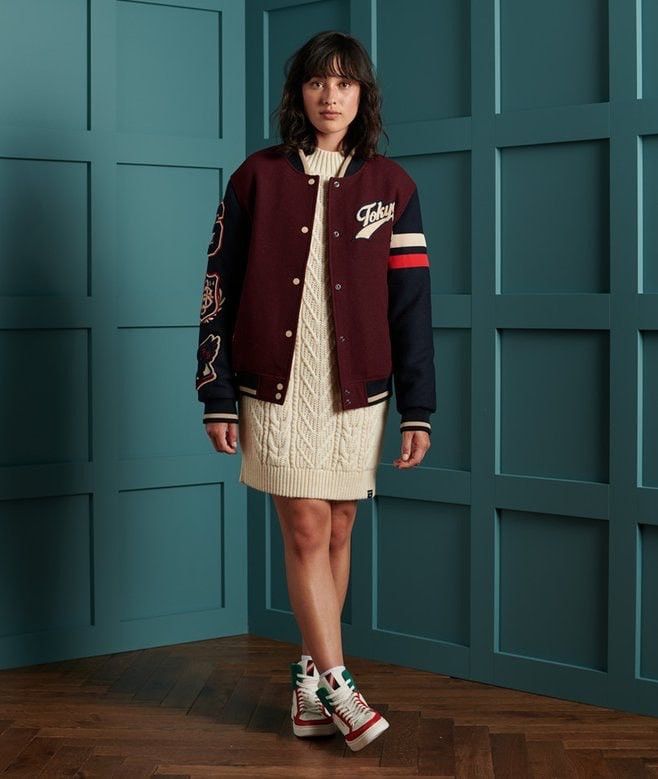 Japanese Brand Superdry Vintage Japan Varsity letterman bomber Wool Jacket Size M / US 6-8 / IT 42-44 - 3 Thumbnail