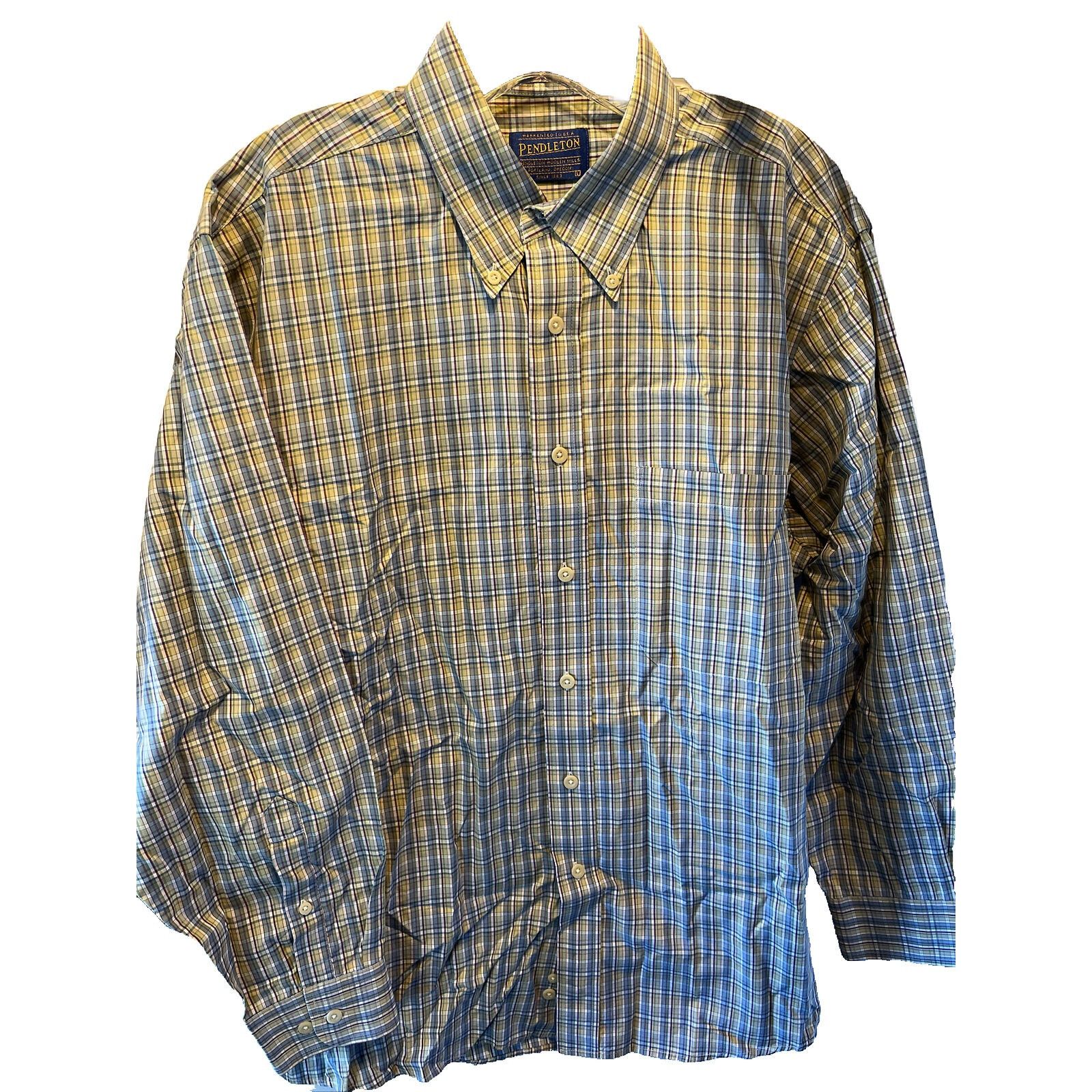 Pendleton Pendleton Men L Green Blue Check Broadway Cloth Cotton Shirt Size US L / EU 52-54 / 3 - 1 Thumbnail
