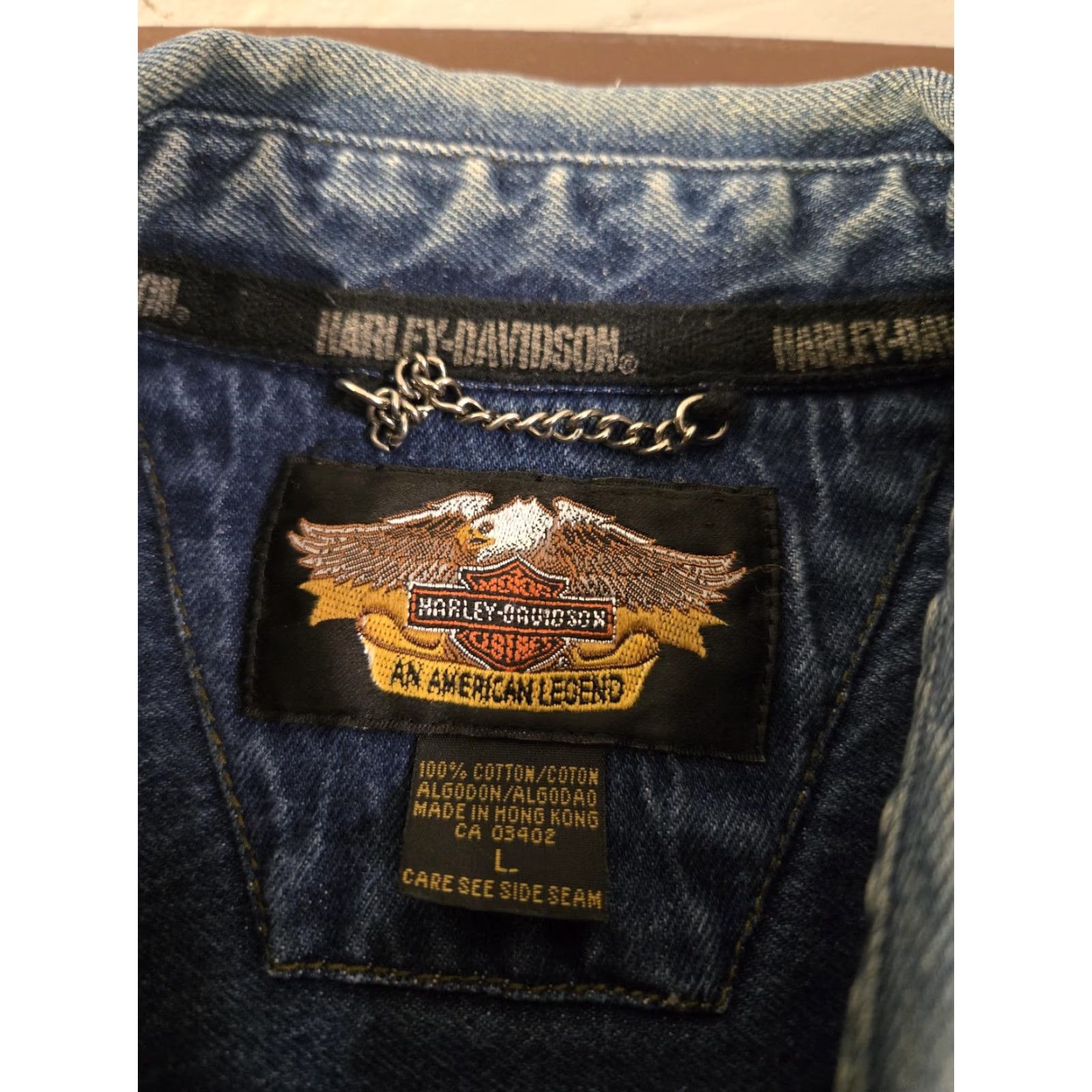 Harley Davidson VINTAGE Harley-Davidson Shirt Mens Large Blue Denim Button Up Long Sleeve Biker Casual Size US L / EU 52-54 / 3 - 5 Thumbnail