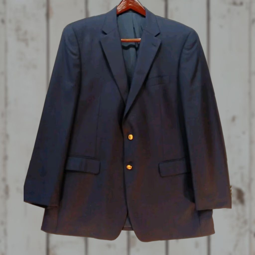 Ralph Lauren Lauren Ralph Lauren Sport Jacket Mens 44L Navy Blue Wool Blazer Gold Button Size 44R - 1 Thumbnail