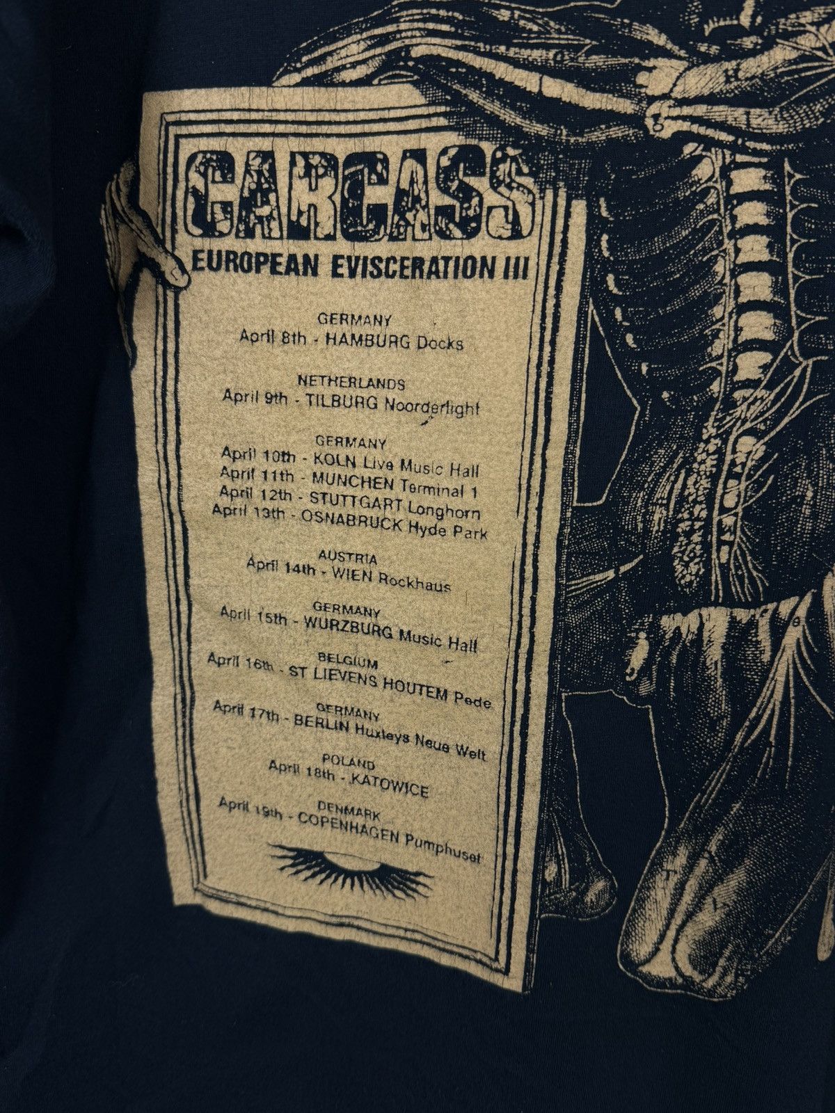 Band Tees 90s Carcass European Evisceration III 1993 Tour T-Shirt M Size US M / EU 48-50 / 2 - 7 Thumbnail