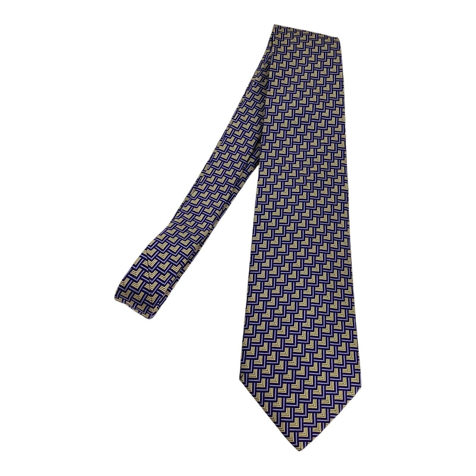 Gieves & Hawkes GIEVES & HAWKES Yellow Purple Geometric Silk Tie H.Made EC Size ONE SIZE - 6 Thumbnail