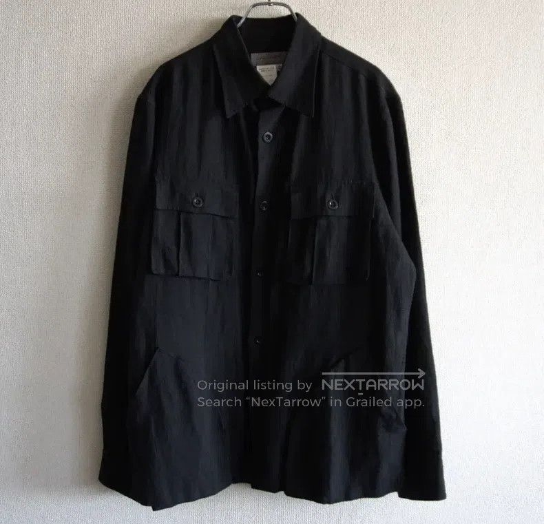 Yohji Yamamoto Black linen military shirt jacket