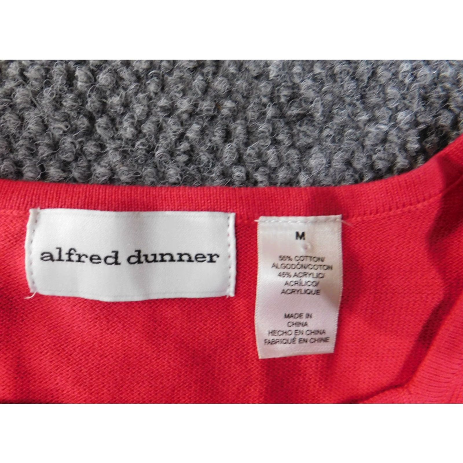 Vintage Alfred Dunner Sweater Pullover Knit Striped Medium Red Raglan Sleeve Cotton Acrylic Stretch Size M / US 6-8 / IT 42-44 - 5 Thumbnail