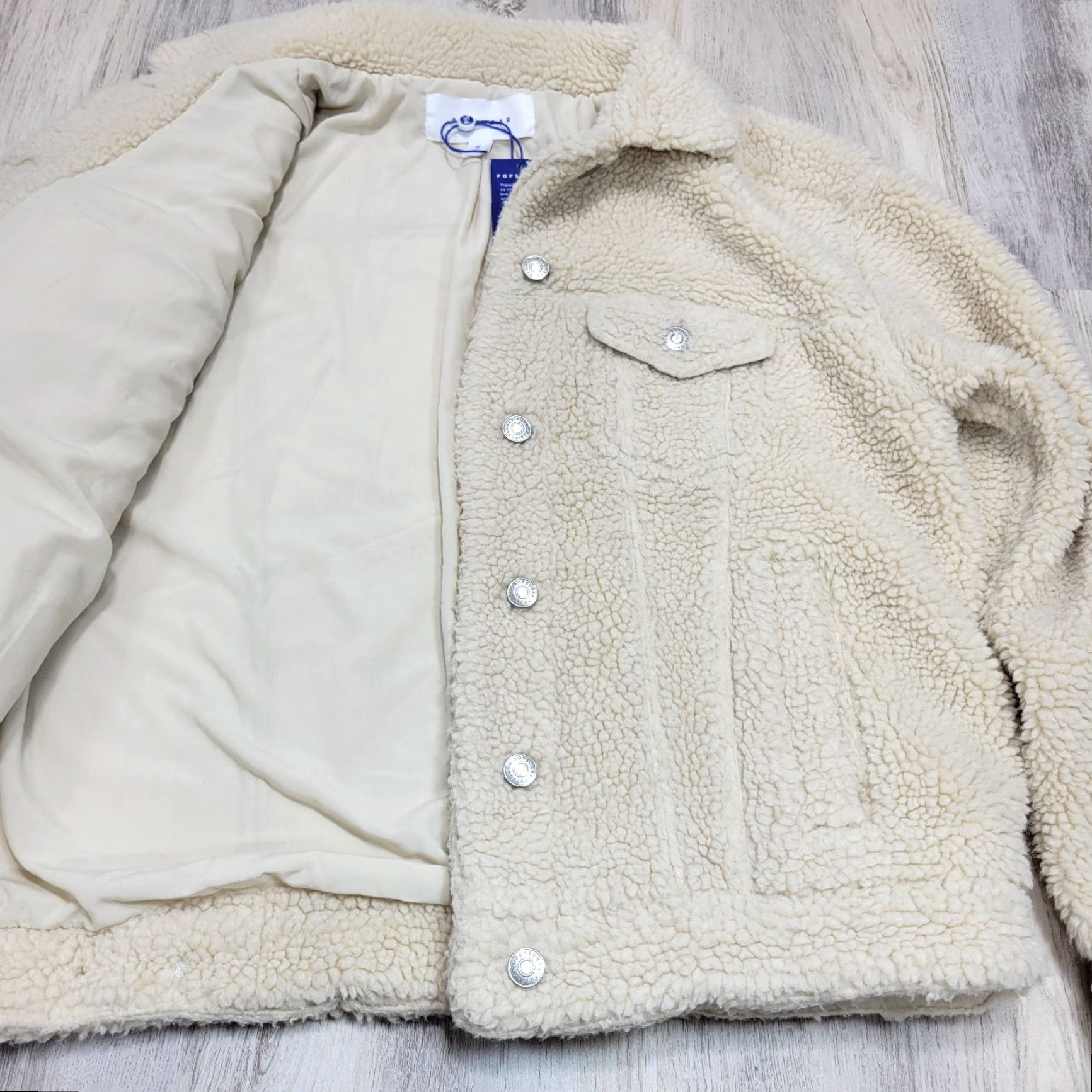 Vintage Popsugar Jacket Womens Sherpa Beige Lined Button Front S NWT Casual, Polyester Size S / US 4 / IT 40 - 4 Thumbnail