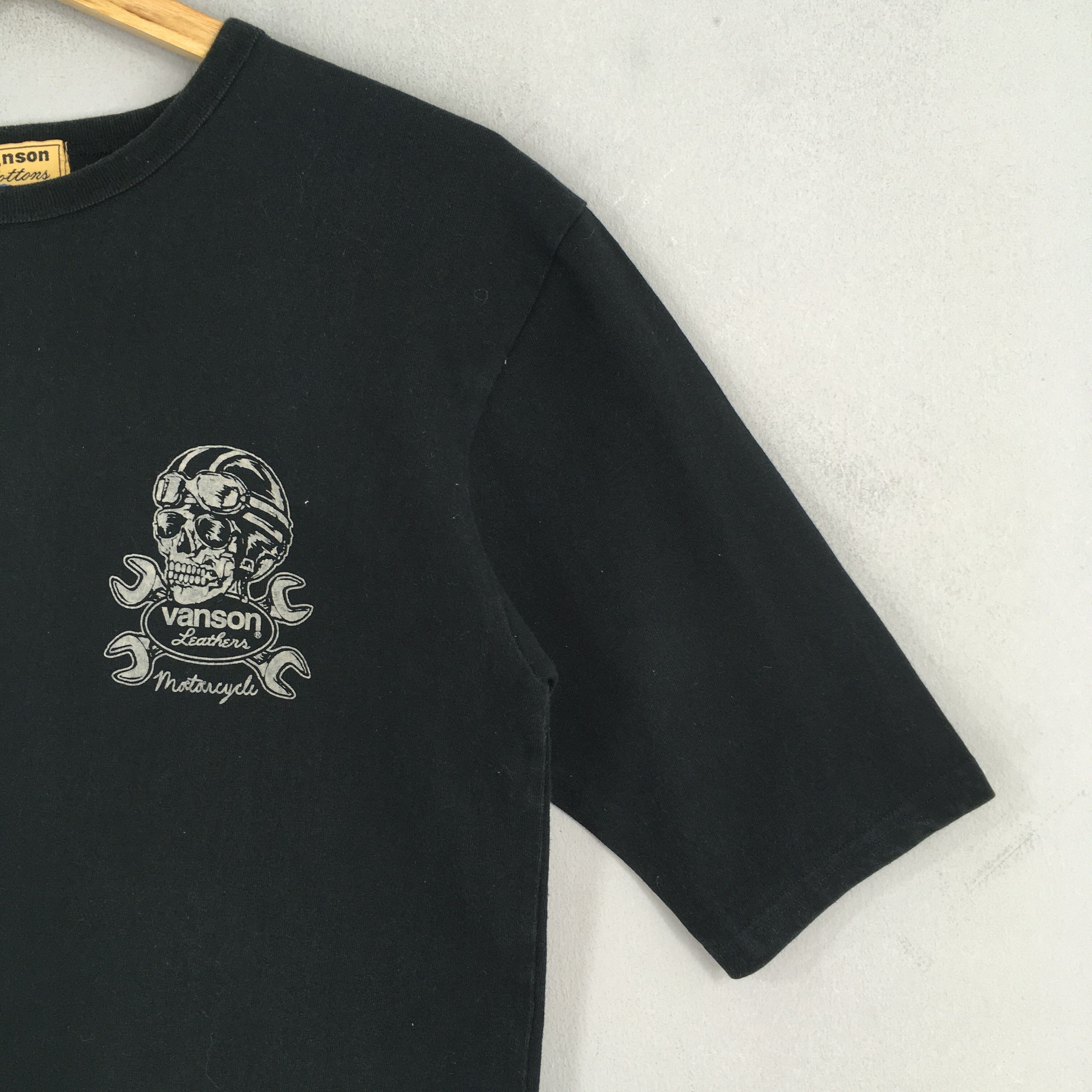 Vanson Leathers 90's Vanson Leather Skull Motorcycles Biker Black T shirt Size US M / EU 48-50 / 2 - 6 Thumbnail