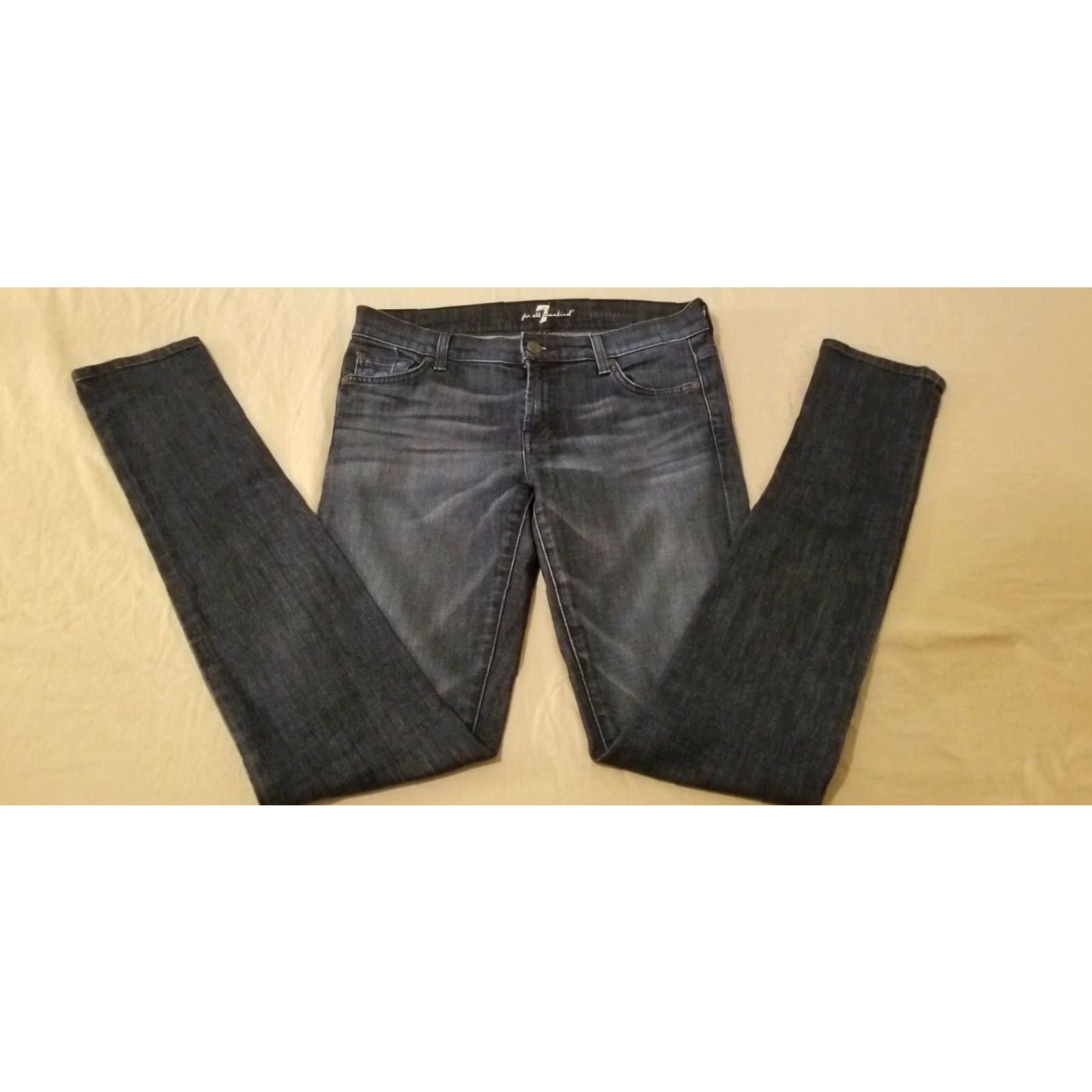 7 For All Mankind Womens 7 For All Mankind Skinny Jeans Denim Blue 27 32x34 Adult Womens Jeans Skinny Size 27" / US 4 / IT 40 - 5 Thumbnail