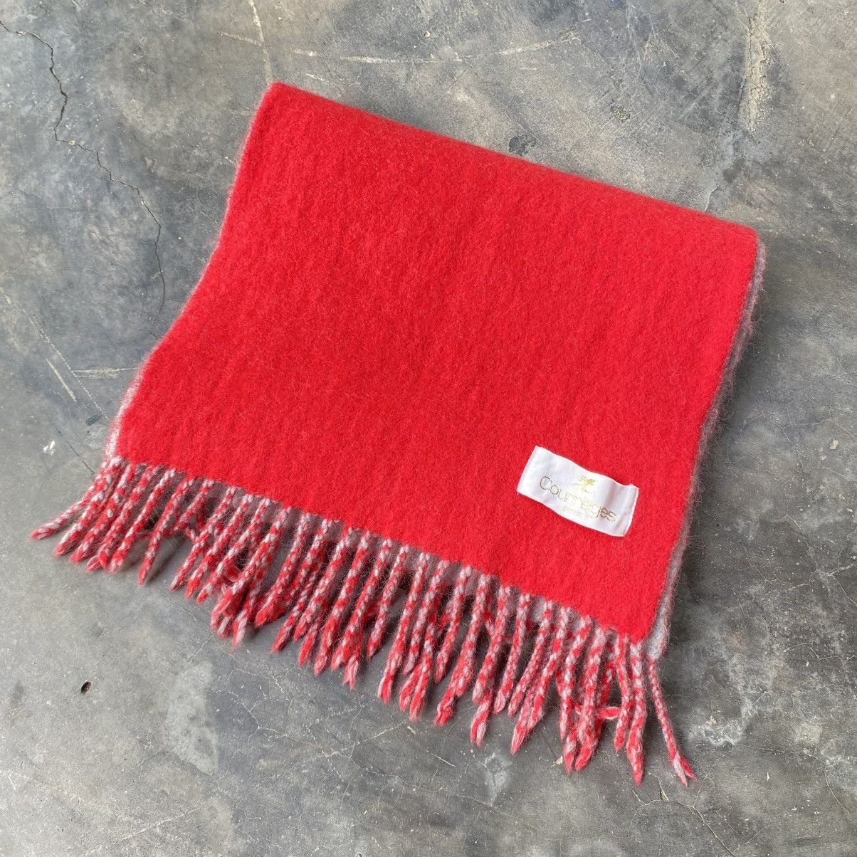 Courreges COURREGES Red & Grey 100% Wool Scarf Size ONE SIZE - 7 Thumbnail
