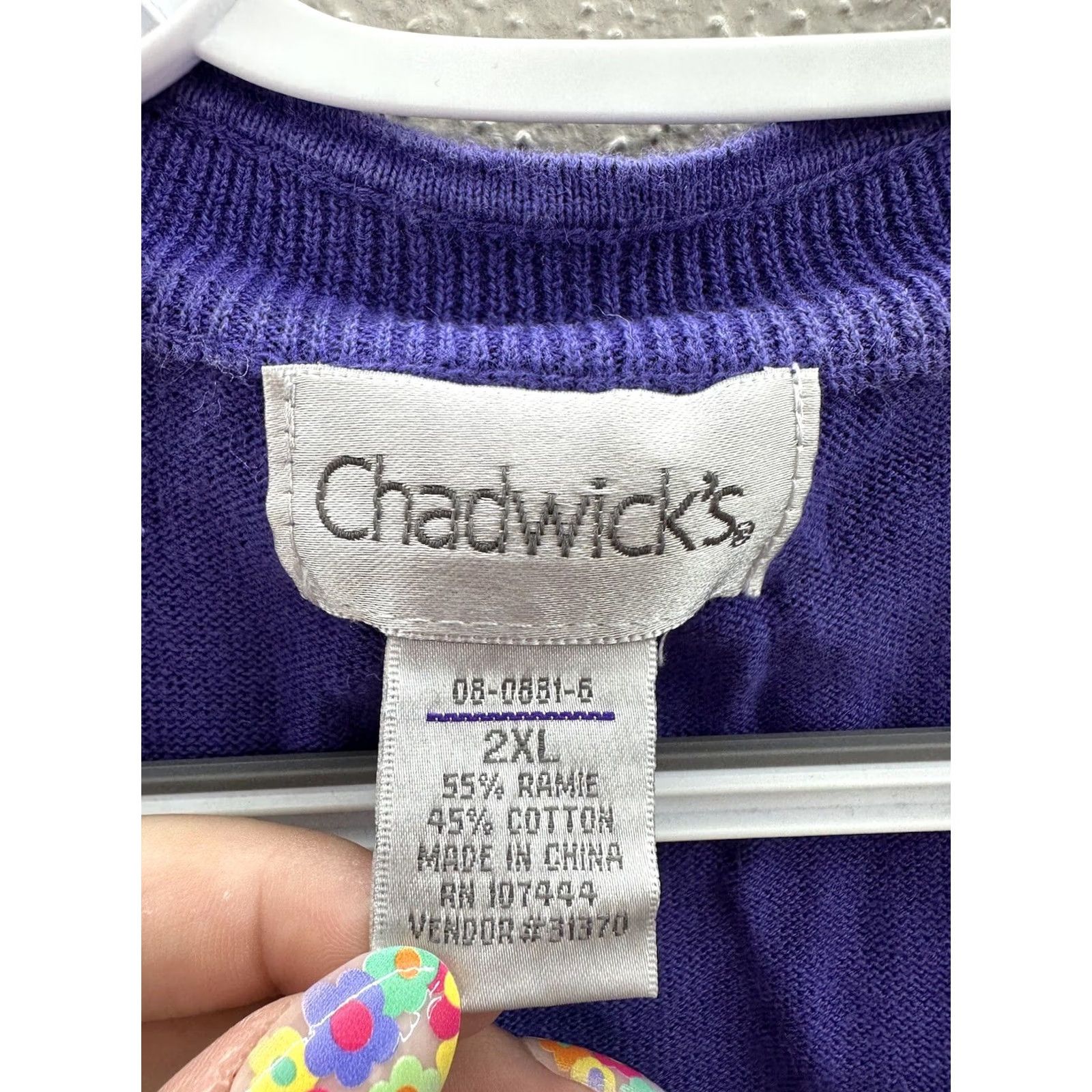 Vintage Womens Chadwicks Purple Gem 3/4 Sleeve Cover Up Size 2XL Size XXL / US 16-18 / IT 52-54 - 7 Thumbnail