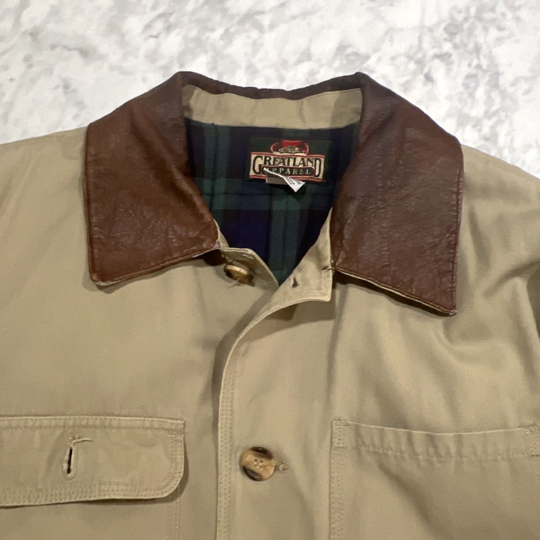 Vintage Greatland Apparel Chore Jacket Men’s Small Flannel Lined Cotton Leather Collar Casual Workwear Size US S / EU 44-46 / 1 - 3 Thumbnail