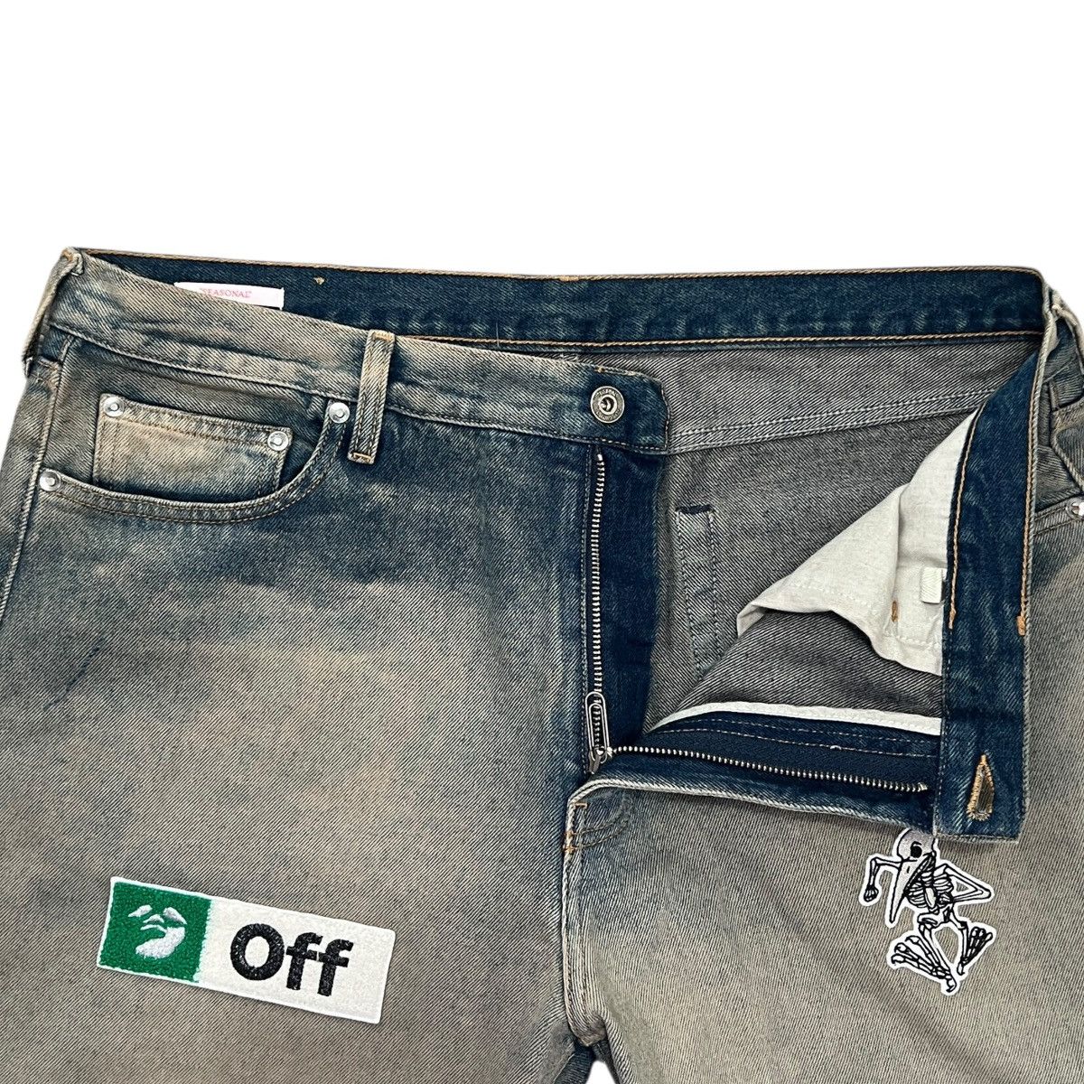 Off-White OFF-WHITE™ Diag Multi Logo Relax Slim Patchwork Denim Pants Size US 34 / EU 50 - 4 Thumbnail