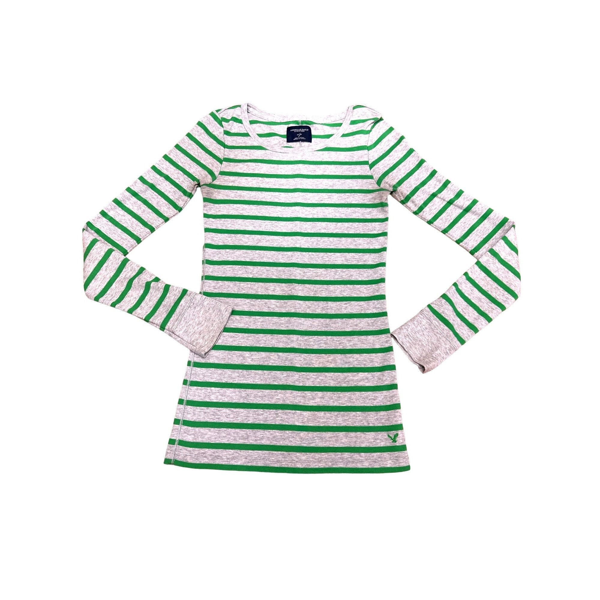 American Eagle Outfitters American Eagle Outfitters Gray Striped Kelly Green Fitted Lo Size S / US 4 / IT 40 - 5 Thumbnail