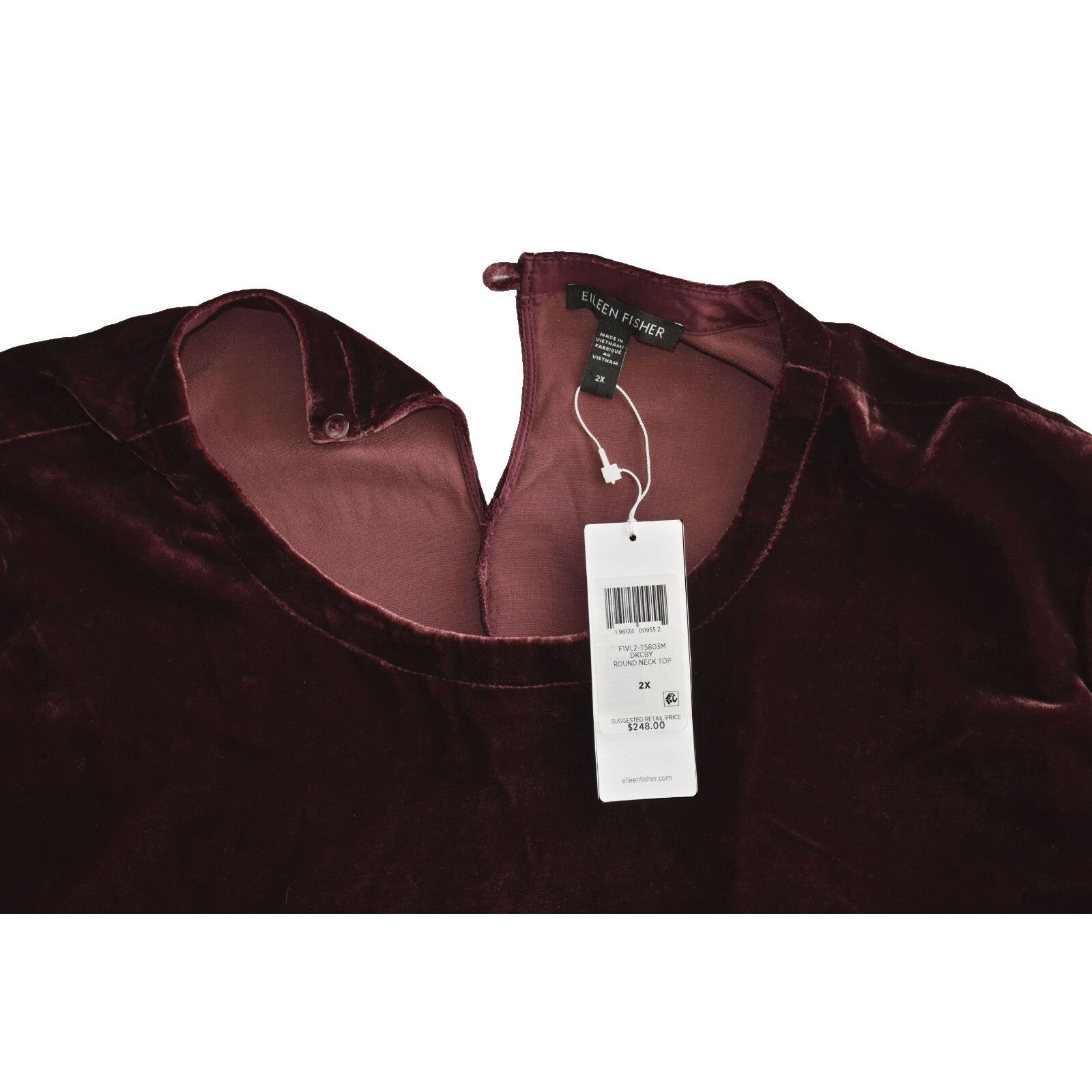 Eileen Fisher NWT EILEEN FISHER Velvet Long Sleeve Round Neck Top 2X $248 Size XXL / US 16-18 / IT 52-54 - 4 Thumbnail