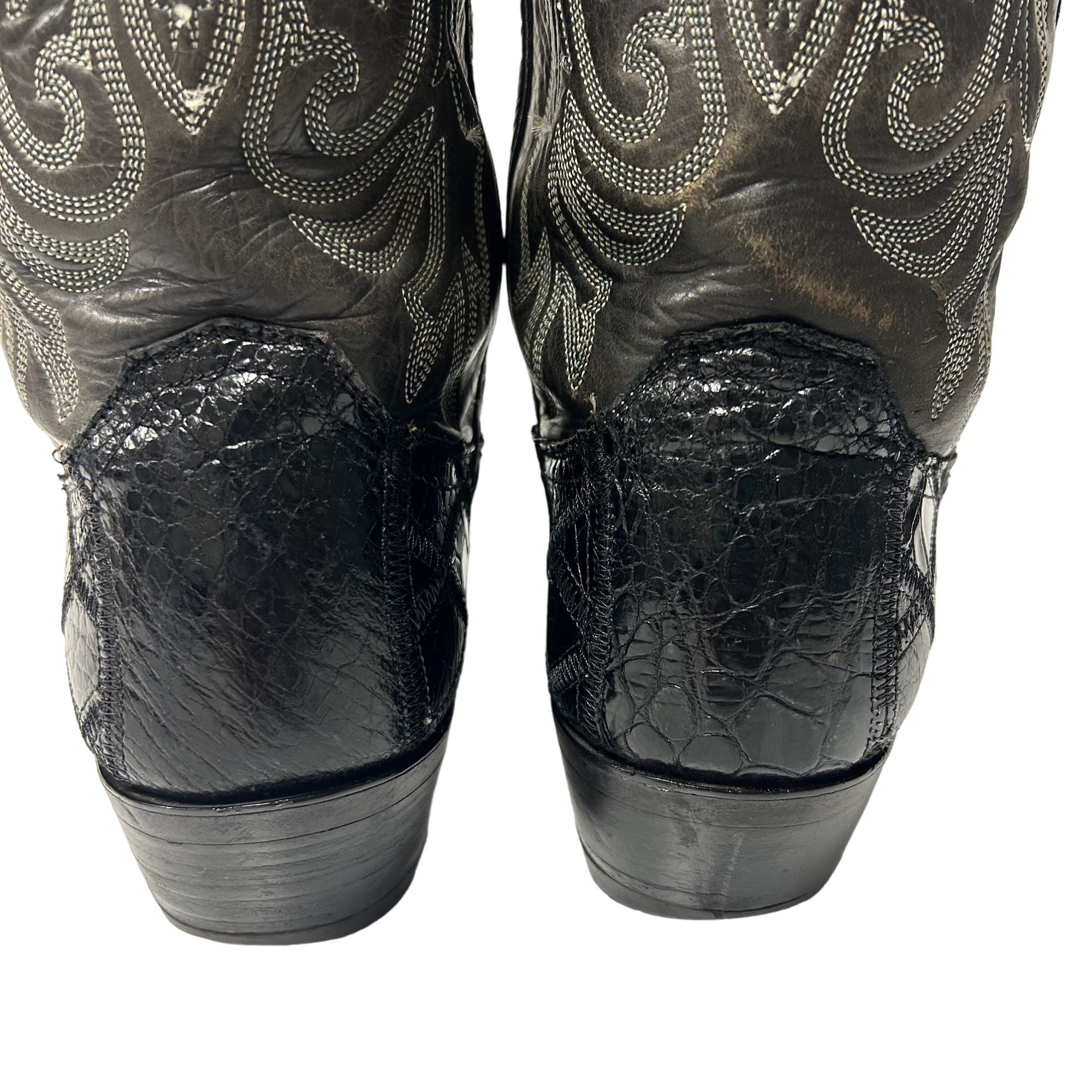 Justin Vtg Justin Leather Cowboy Western ALLIGATOR BELLY Skin Boots Size US 8.5 / EU 41-42 - 12 Thumbnail
