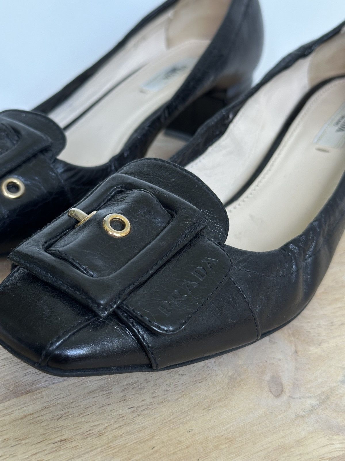 Designer × Prada Prada Leather Black pumps Size US 7.5 / IT 37.5 - 9 Thumbnail