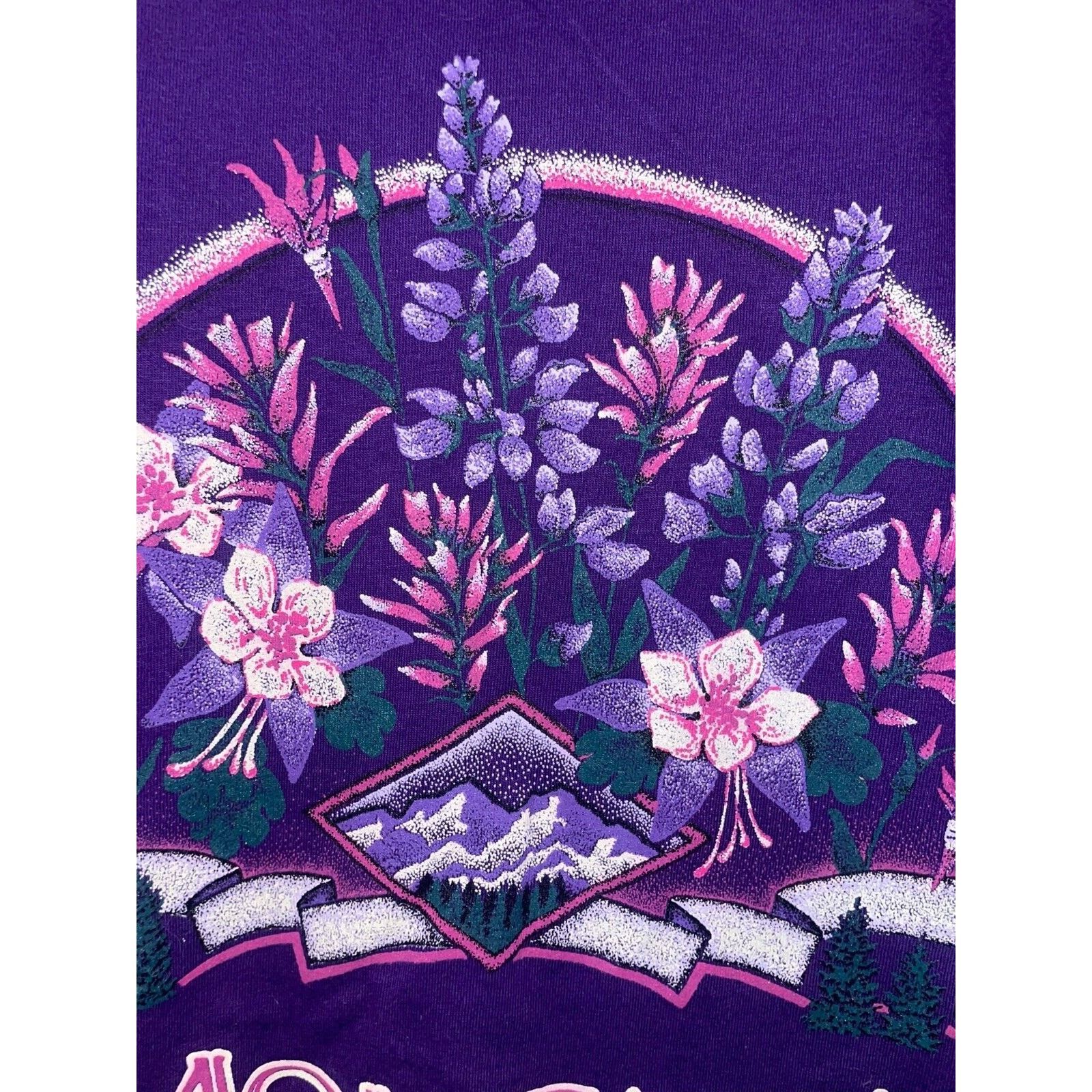 Jerzees Vintage Montana Wildflower Shirt Flower Purple Tee VTG 90s Size US L / EU 52-54 / 3 - 3 Thumbnail