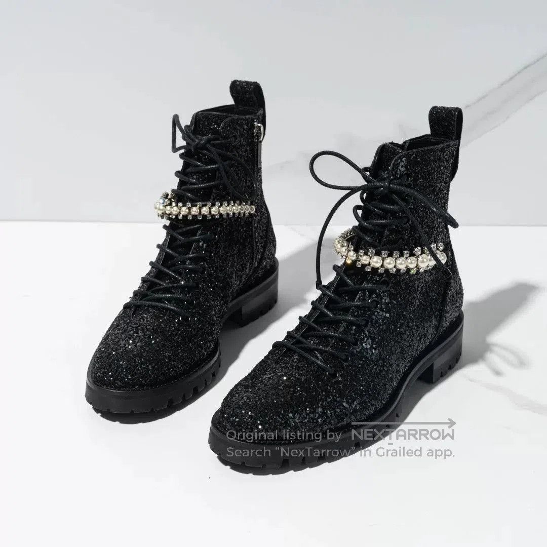 Jimmy Choo Jimmy Choo Women's Sequin Pearl Martin Boots. Size US 6 / IT 36 - 2 Thumbnail