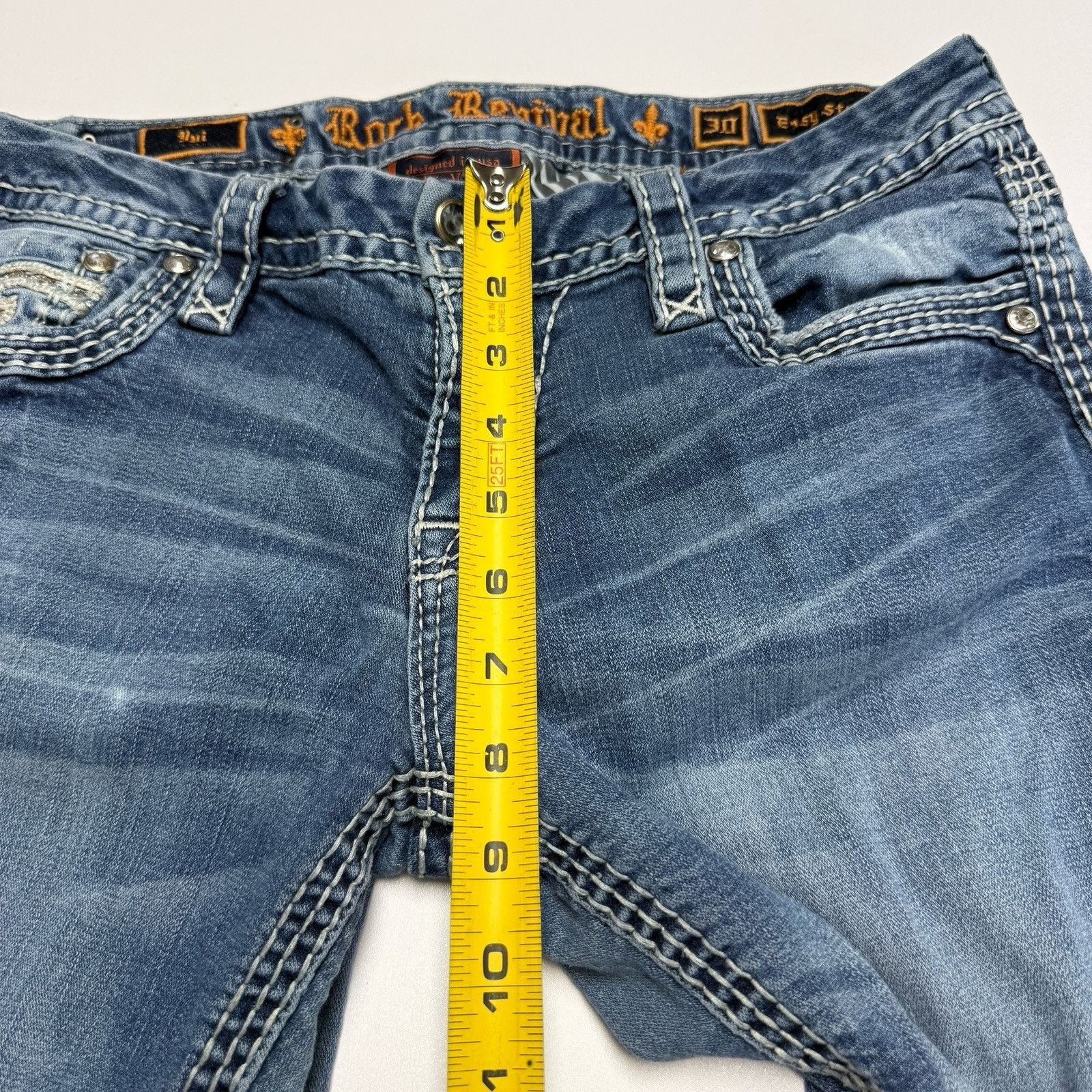 Rock Revival Rock Revival Jeans Womens 30 Blue Yui Easy Straight Rhinesto Size 30" / US 8 / IT 44 - 13 Thumbnail