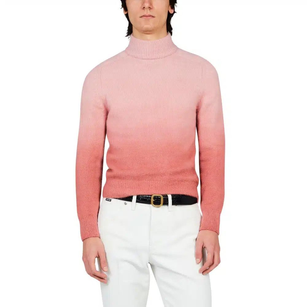 Tom Ford o1loc1c0925 TFK422 Dip Dyed Mockneck Sweater in Pink Size US L / EU 52-54 / 3 - 2 Thumbnail