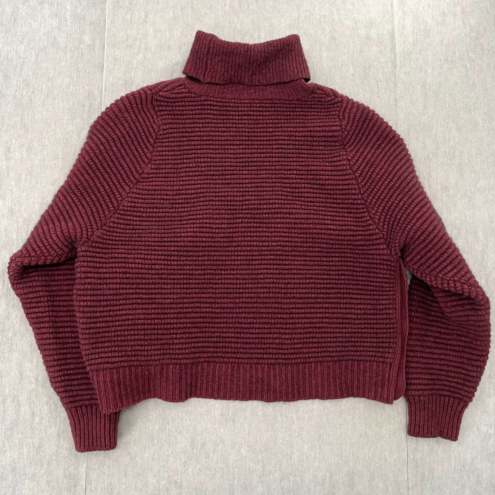 Madewell Madewell Sweater Womens XL Red Wool Cotton Ribbed Turtleneck Button Side Size XL / US 12-14 / IT 48-50 - 4 Thumbnail
