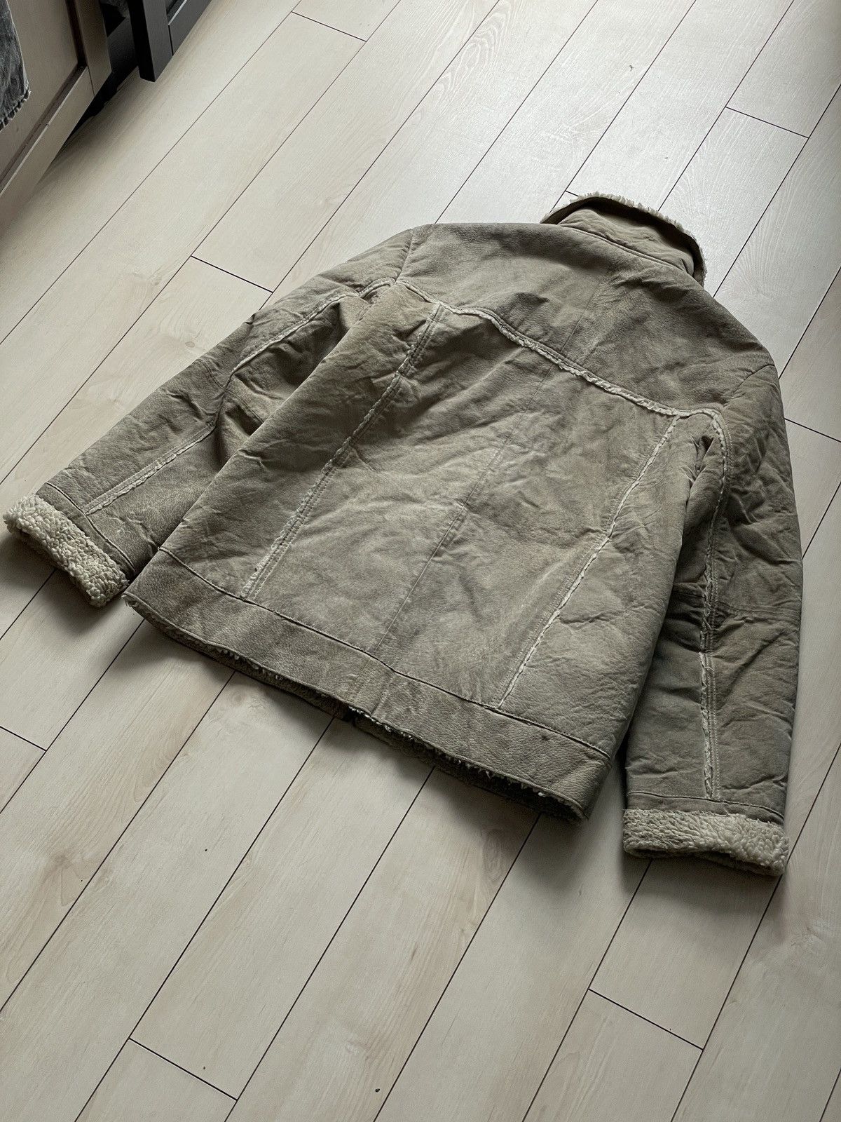 Vintage Beige Leather jacket with teddy fur inside Size US M / EU 48-50 / 2 - 6 Thumbnail