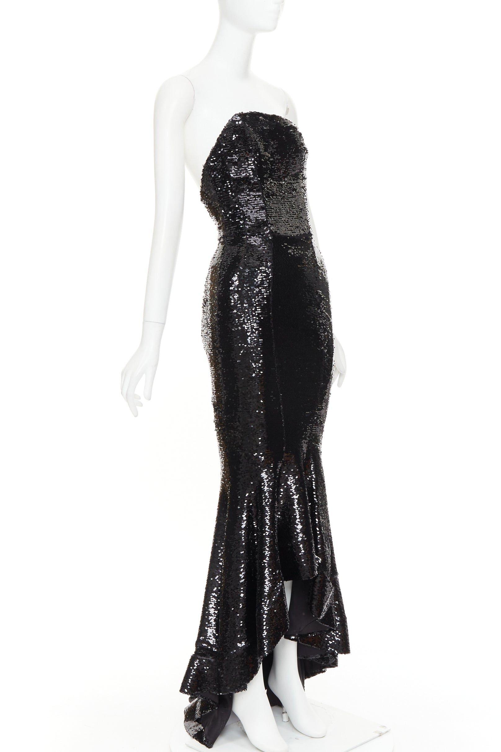 Alexandre Vauthier ALEXANDRE VAUTHIER COUTURE AW2019 Runway black sequin strapless corseted mermaid gown Size S / US 4 / IT 40 - 1 Thumbnail