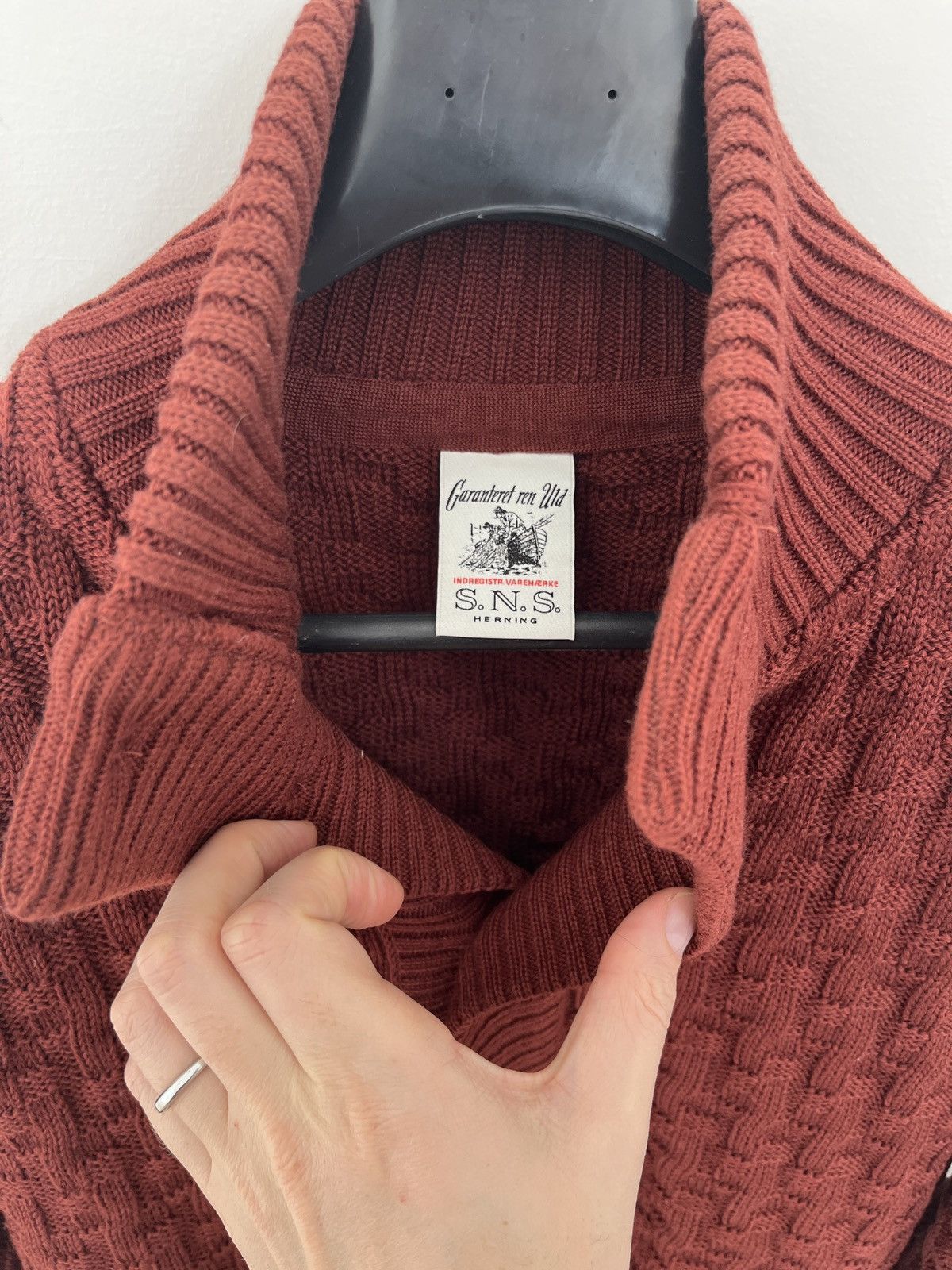 image of S N S Herning Stark Burnt Maroon Cardigan in Red, Men's (Size XL)