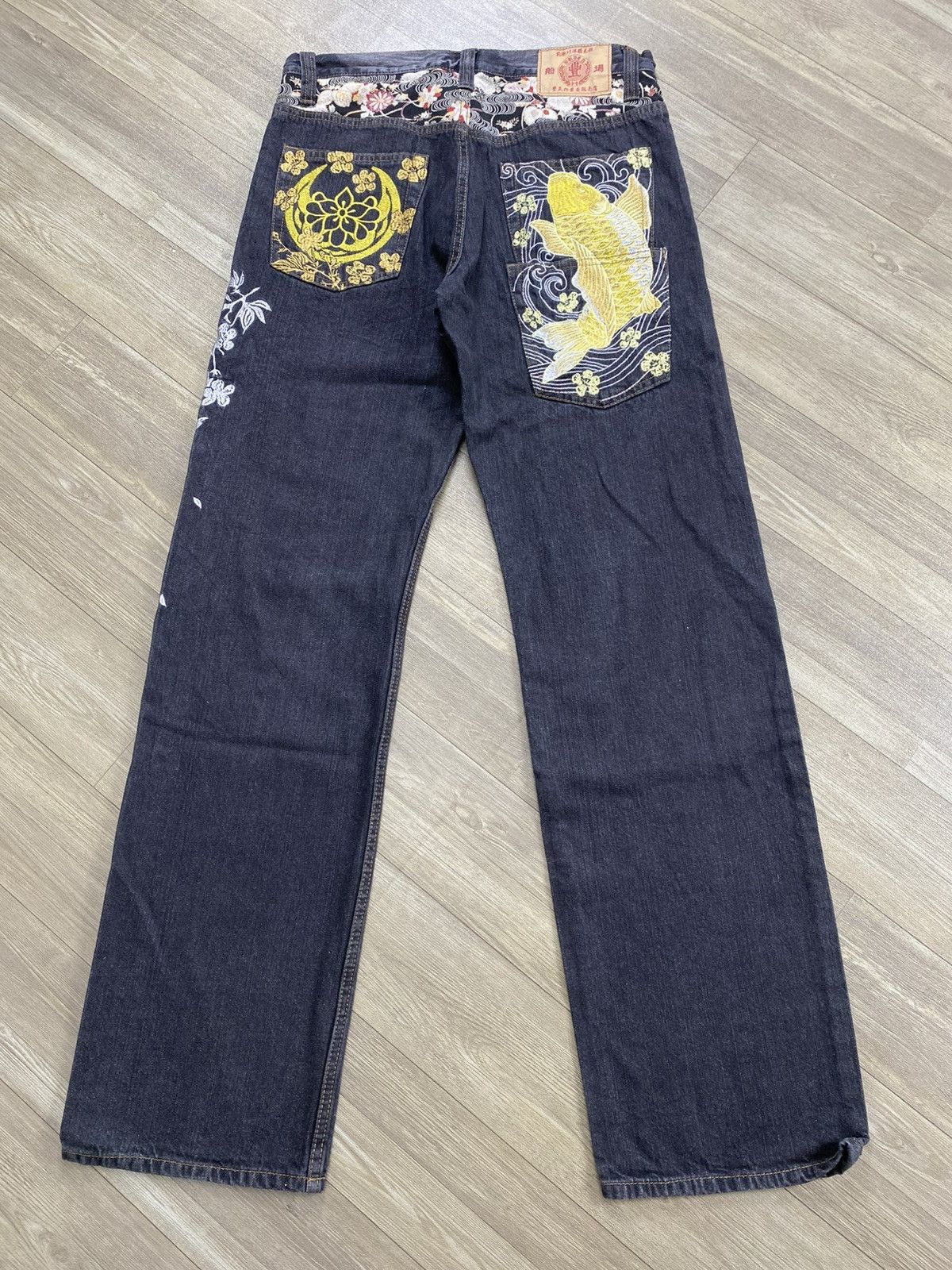 Ed Hardy Vintage Karakuri Tamashi Embroidered Koi Sakura Y2K Jeans Size US 32 / EU 48 - 16 Thumbnail