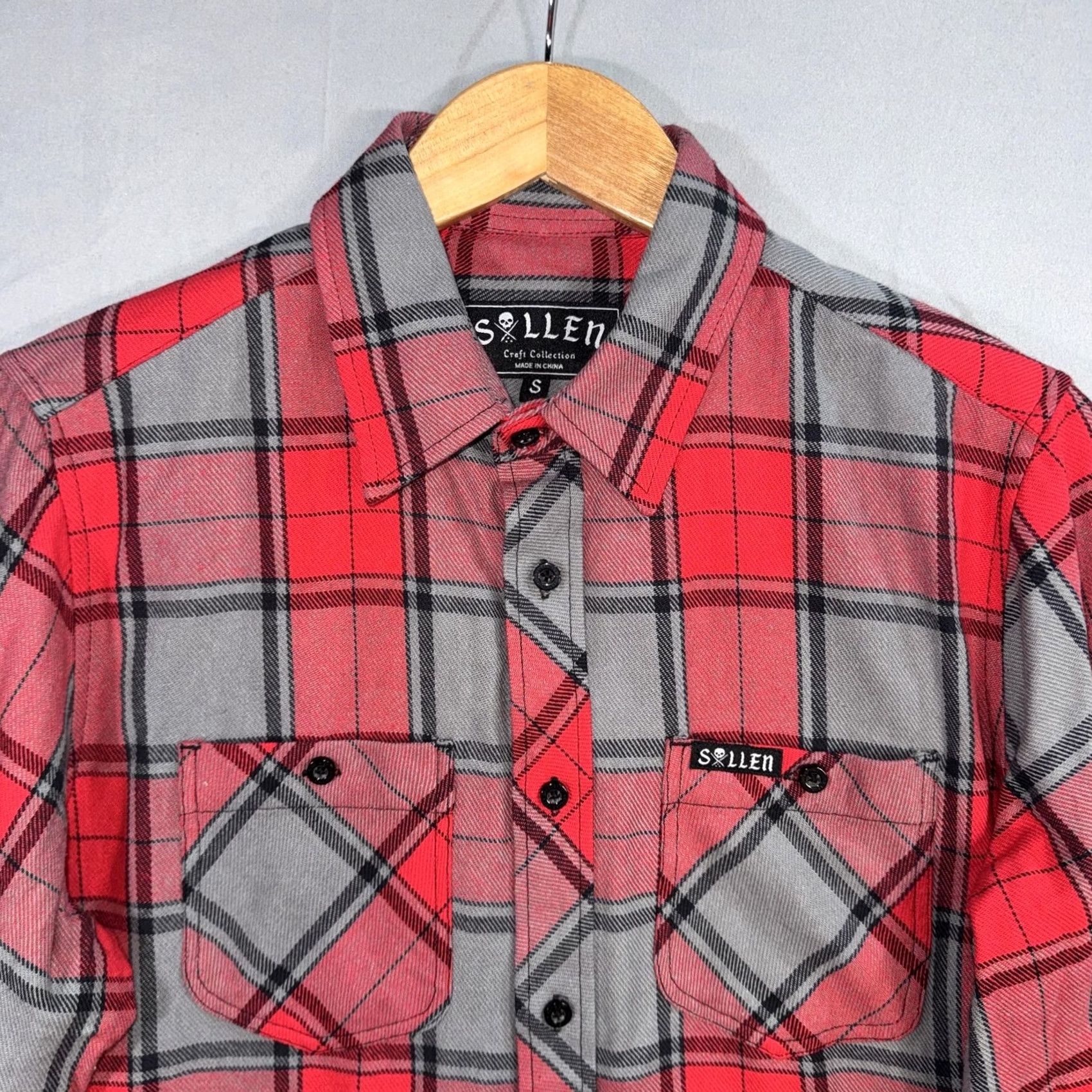 Vintage Sullen Shirt Mens Small Red Gray Plaid Flannel Button Front Long Sleeve Casual Size US S / EU 44-46 / 1 - 4 Thumbnail