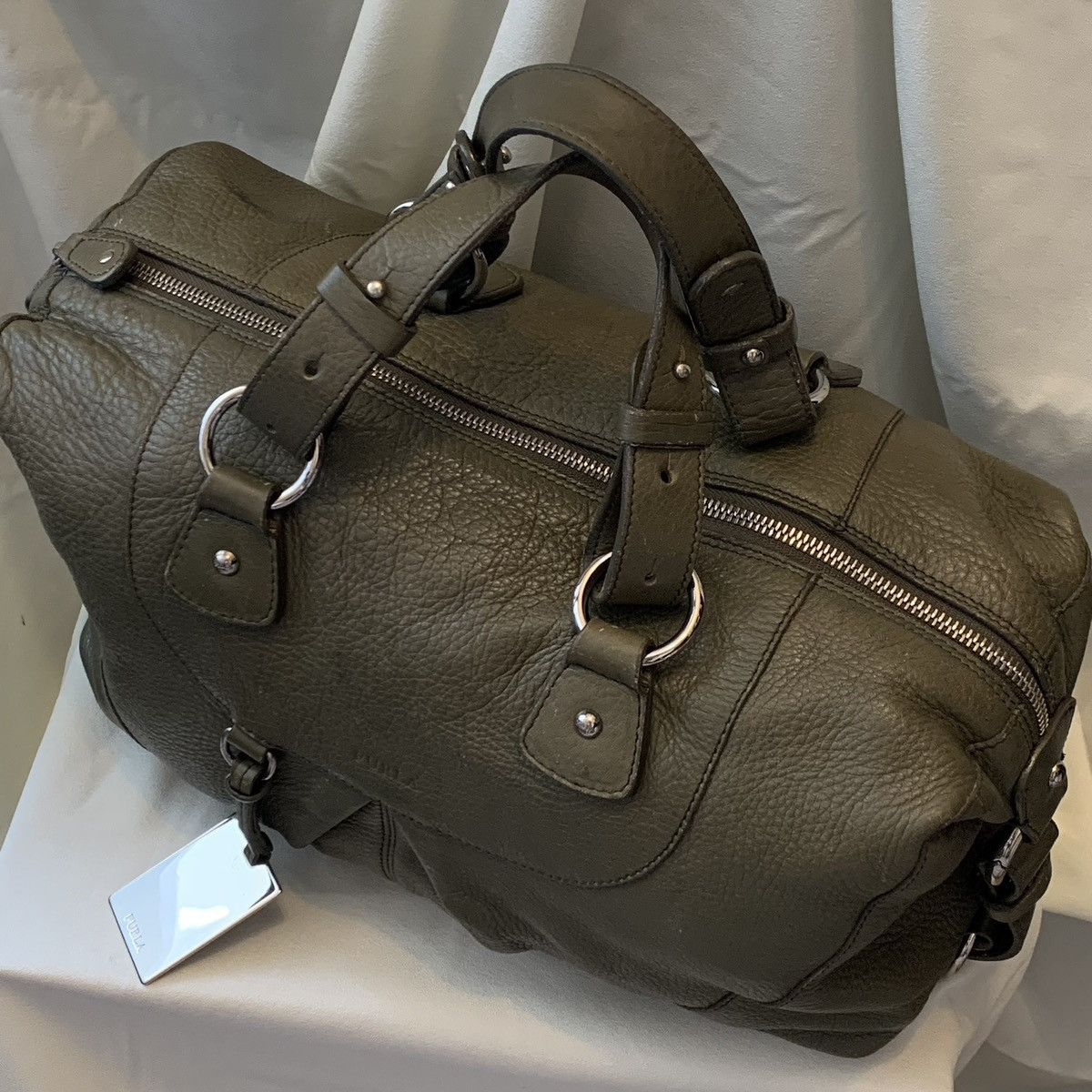 Designer × Furla × Genuine Leather VINTAGE FURLA OLIVE GREEN LEATHER 2 WAY SHOULDER / HANDBAG Size ONE SIZE - 11 Thumbnail