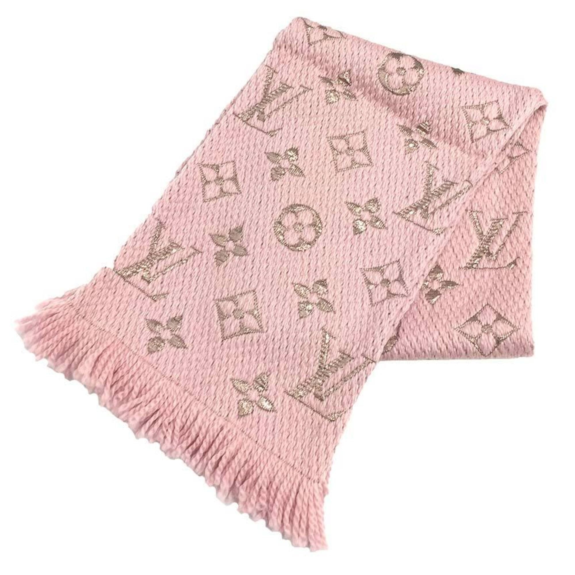 image of Louis Vuitton Echarpe Mania Shine M70466 Rose Ballerine Pink Monogram Muffler Wool X Silk Vuitton A