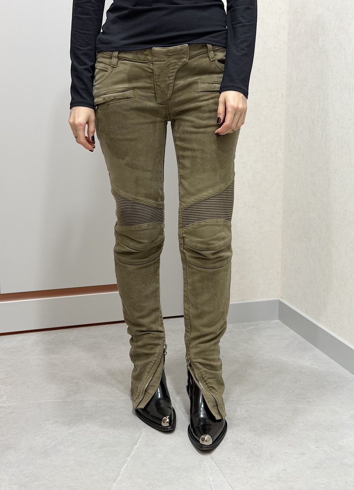 Balmain BALMAIN Decarnin SS 2010 Wax ‘Stain’ Biker Denim Zip Pants Size 28" / US 6 / IT 42 - 3 Thumbnail