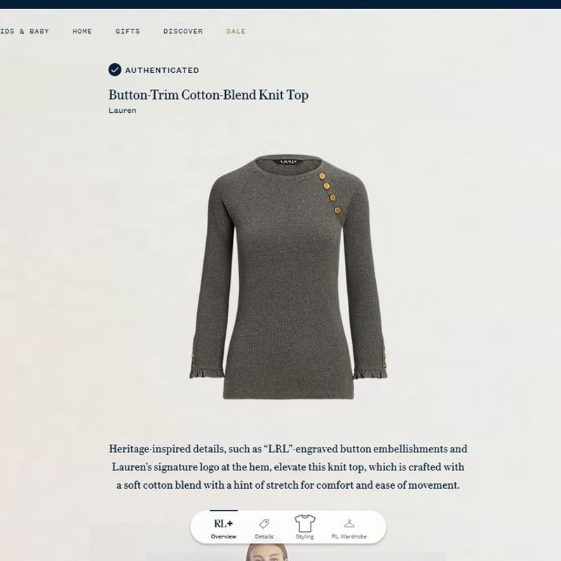 Ralph Lauren Ralph Lauren Button Trim Cotton-Blend Rib Knit Top Small Size S / US 4 / IT 40 - 4 Thumbnail
