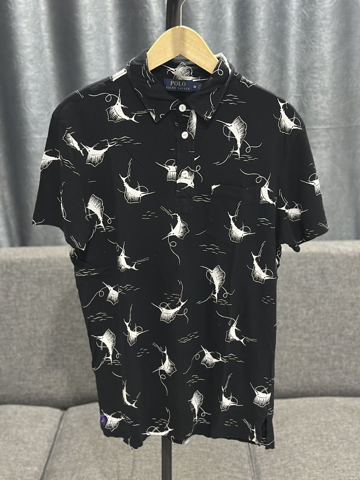 Polo Ralph Lauren Polo Ralph Lauren Vintage Sailfish-Print Polo Shirt Size US M / EU 48-50 / 2 - 1 Thumbnail