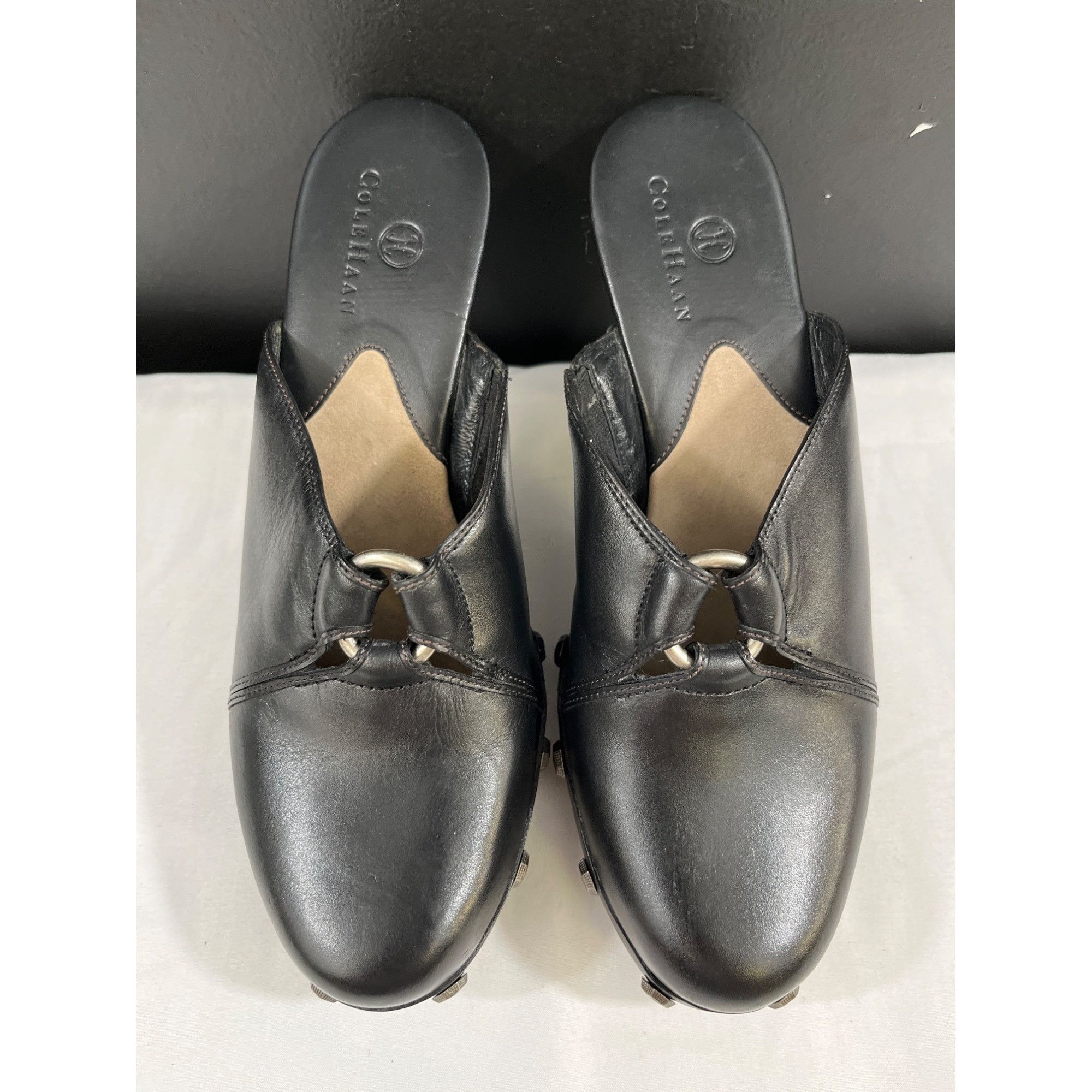Cole Haan Cole Haan Women's Black Leather Heeled Mules Size 6B SKU 608 Size US 6 / IT 36 - 1 Thumbnail