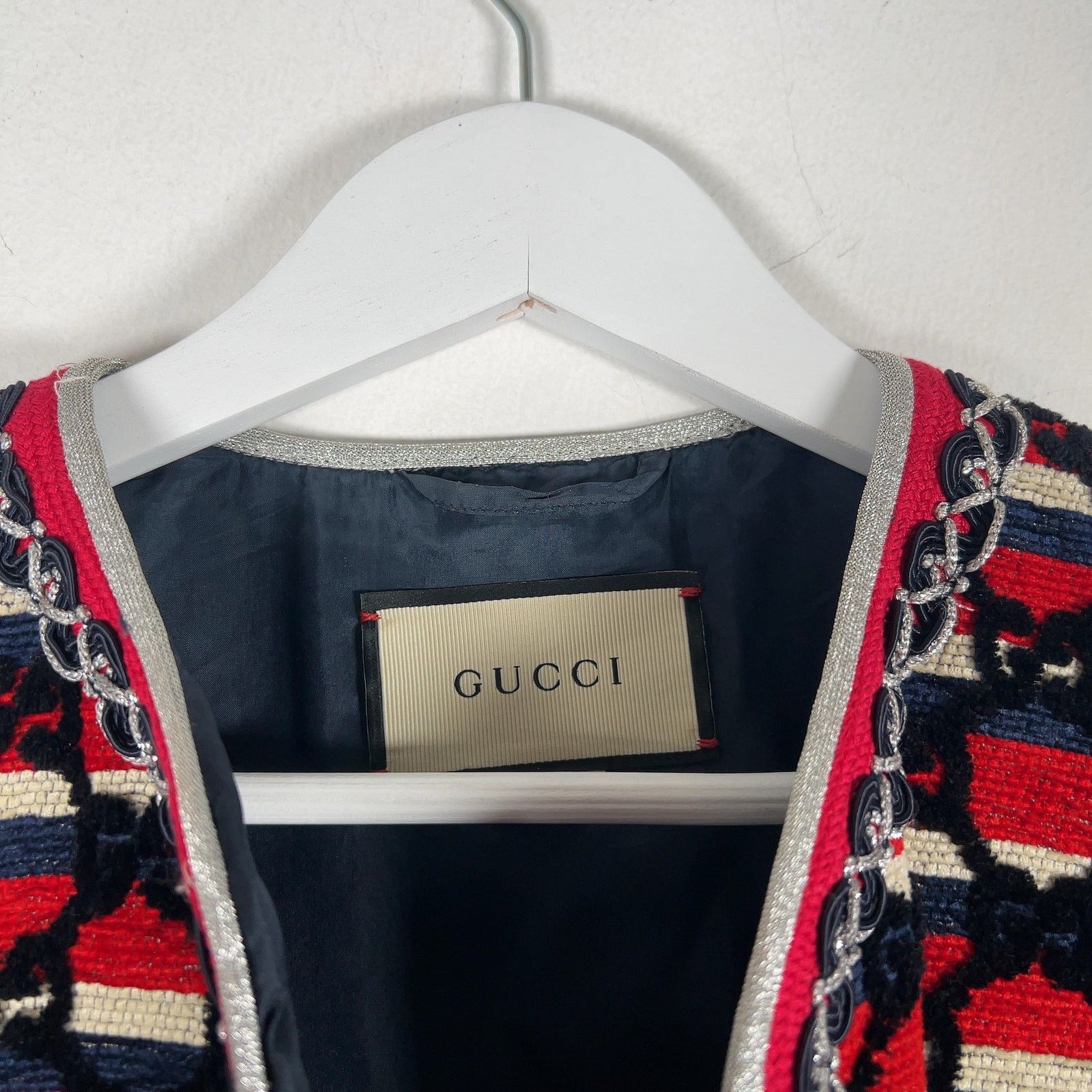 Gucci Gucci Flocked Tweed Cutting Jacket Red/Silver Size M Size M / US 6-8 / IT 42-44 - 4 Thumbnail