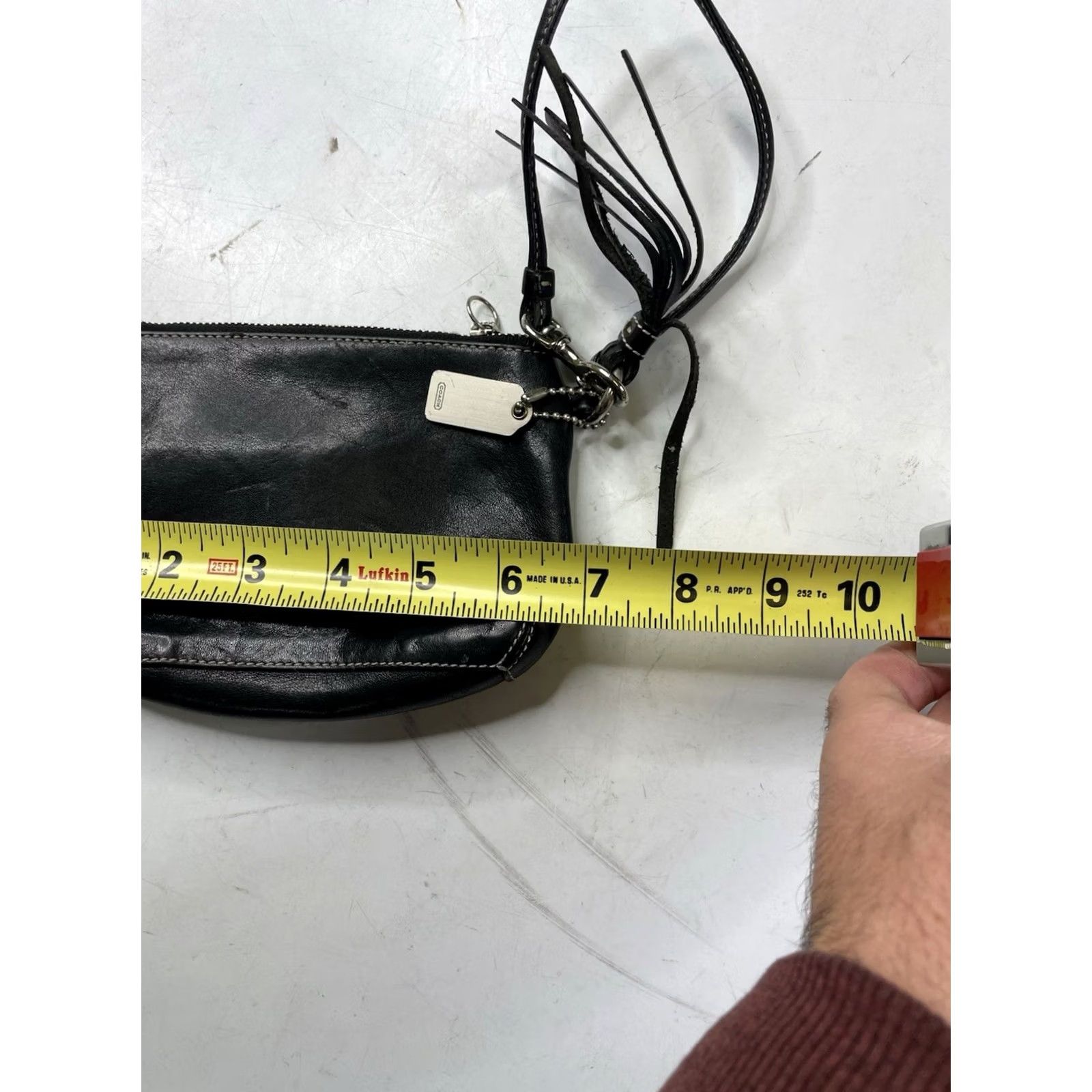 Coach VINTAGE Coach Leatherware Black Pochette Wristlet Pouch Bag Purse Black Womens Leather Wristlet Bag Purse Y2K Black Size ONE SIZE - 6 Thumbnail
