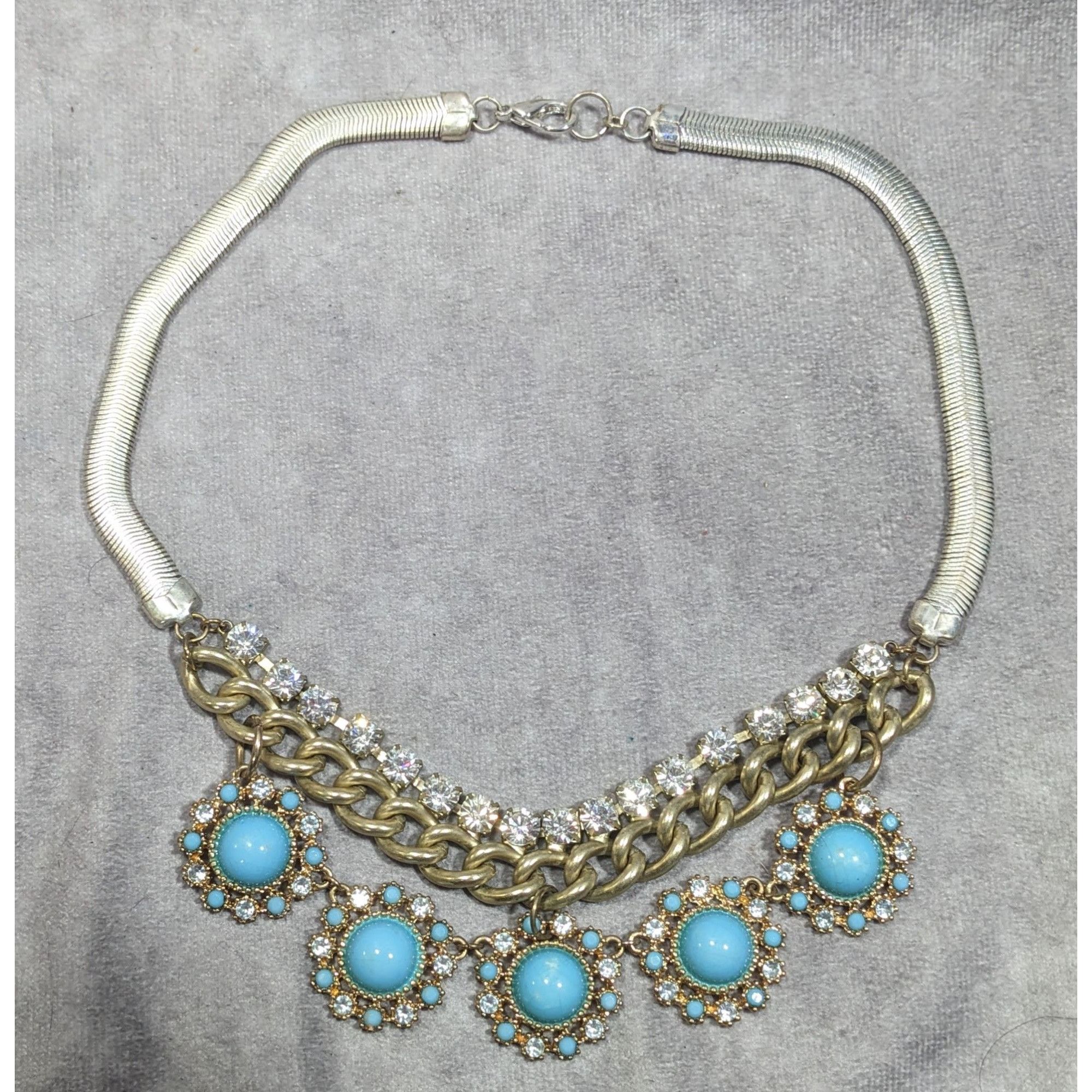 Other Bohemian Glam Silver And Gold Tone Necklace With Blue And Cl Size ONE SIZE - 6 Thumbnail