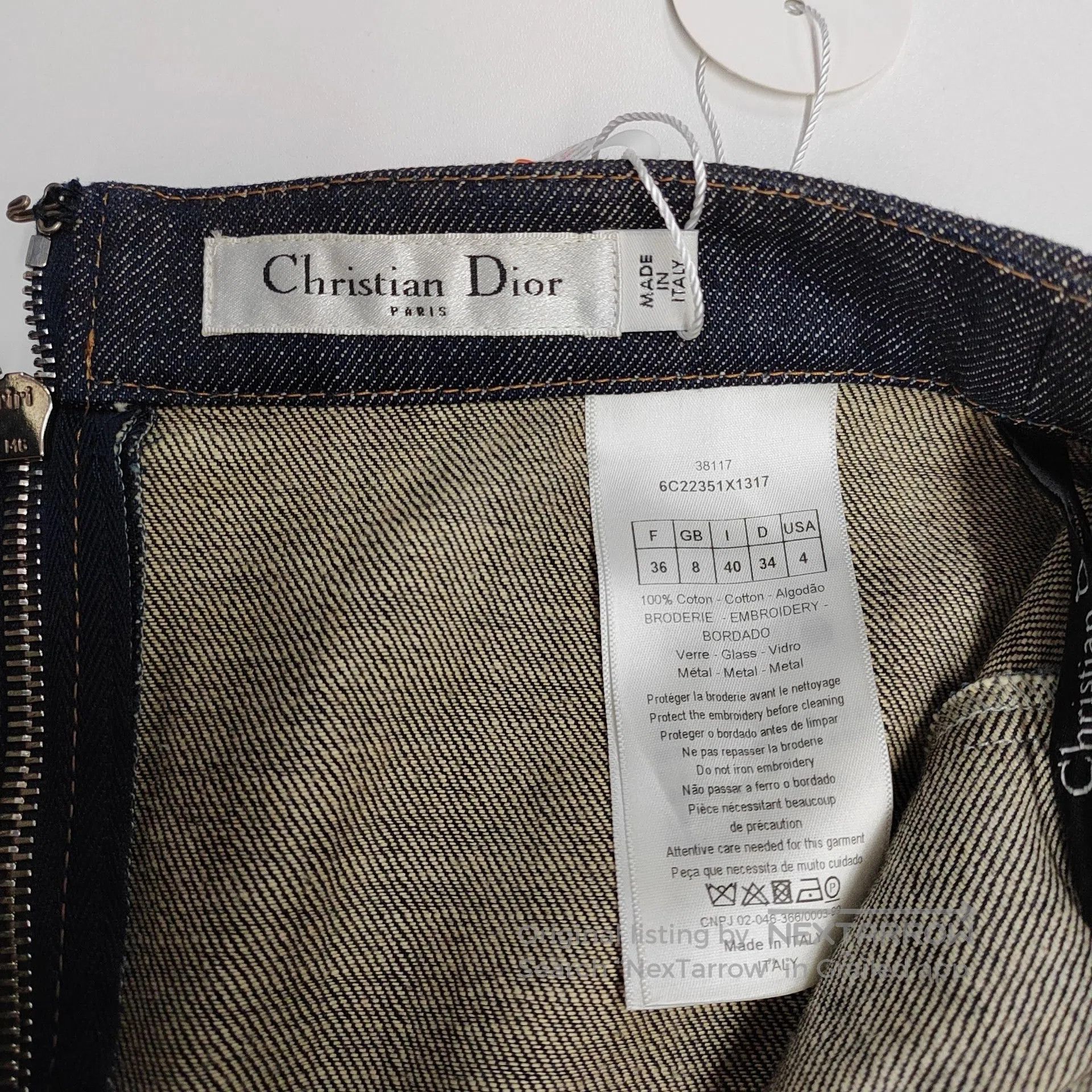 Dior Dior Dark blue denim short skirt with rhinestone and bead Size 35" - 6 Thumbnail