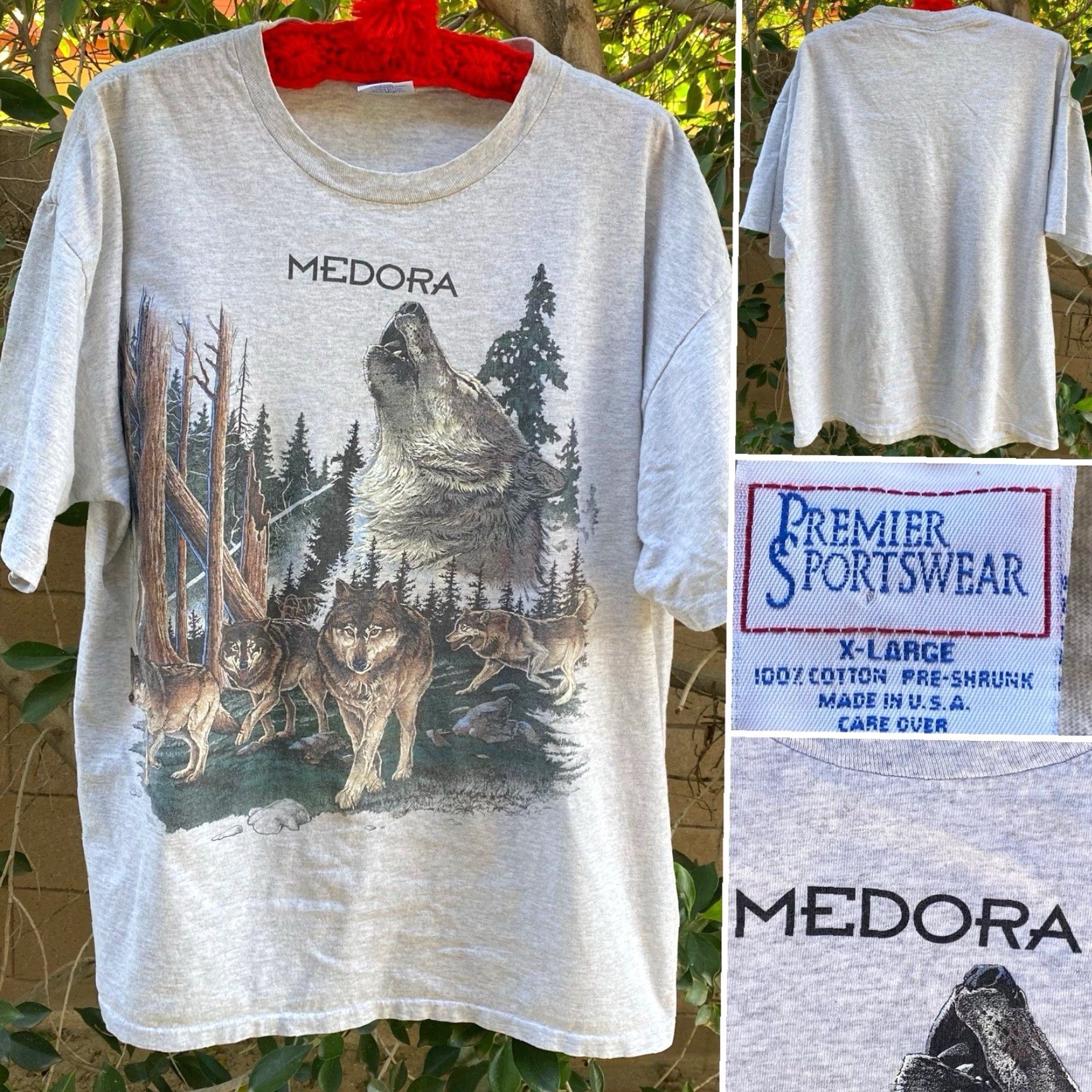 Vintage VINTAGE Medora North Dakota Wolf Pack Graphic T-Shirt Nature Tee Wildlife XL Mens Gray 100% Cotton Premier Sportswear 1990s Wolf Pack Outdoors Size US XL / EU 56 / 4 - 2 Thumbnail