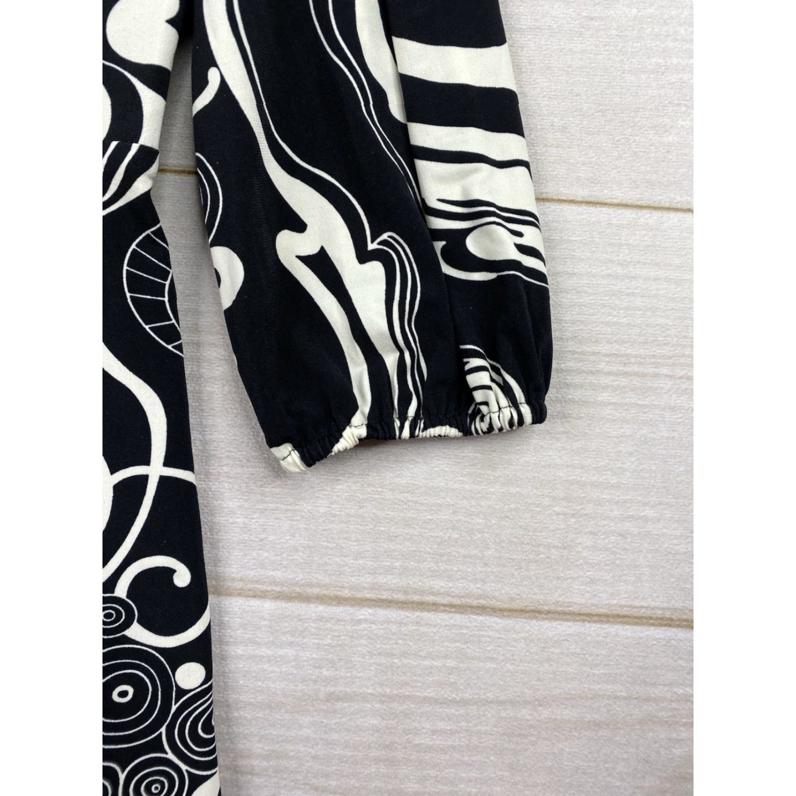 Vintage Maggy Boutique Dress Geometric Black White 3/4 Sleeve V-Neck Midi Vintage No Size S / US 4 / IT 40 - 4 Thumbnail