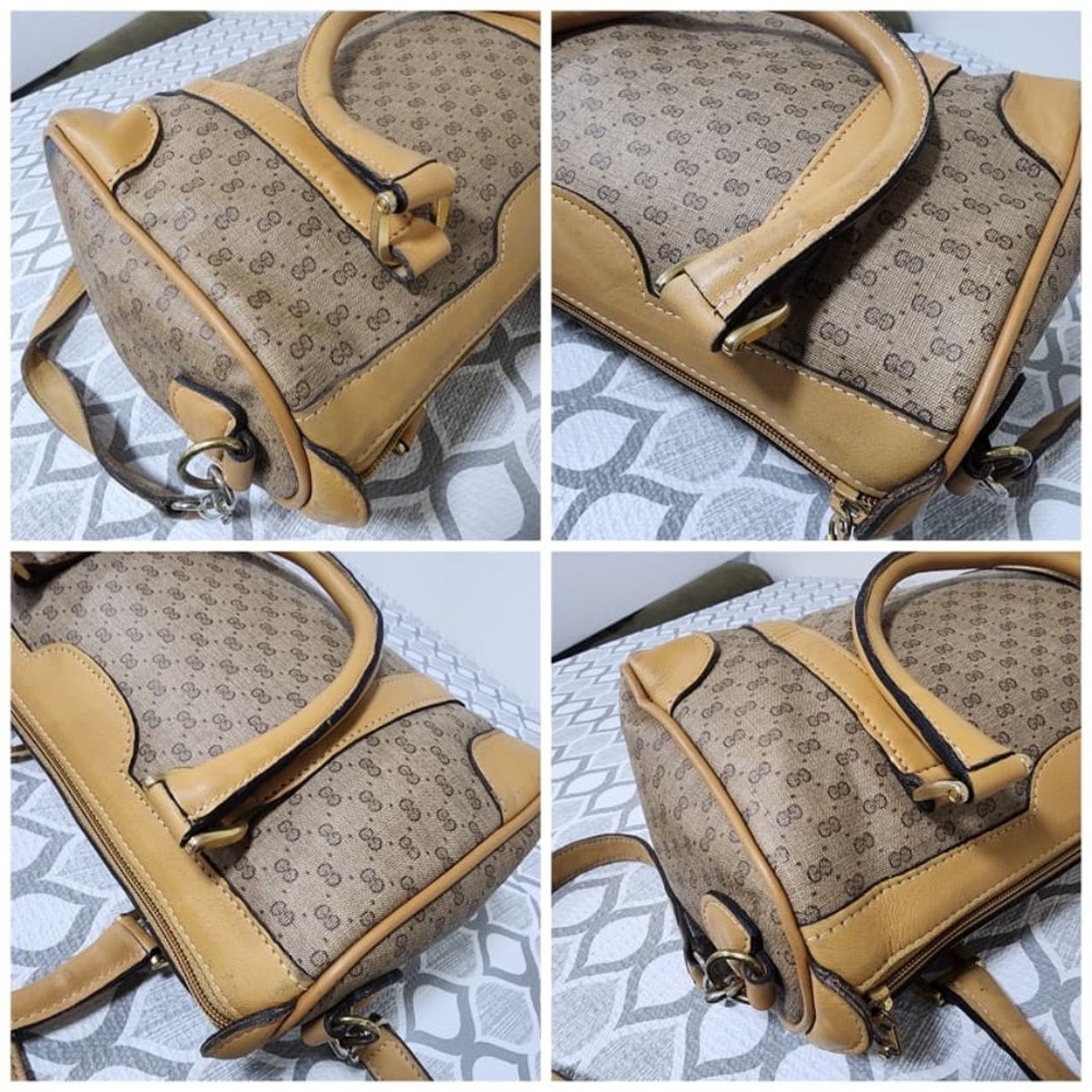 Gucci GUCCI Vintage Canvas Leather Boston GG Monogram Satchel BagB Size ONE SIZE - 9 Thumbnail