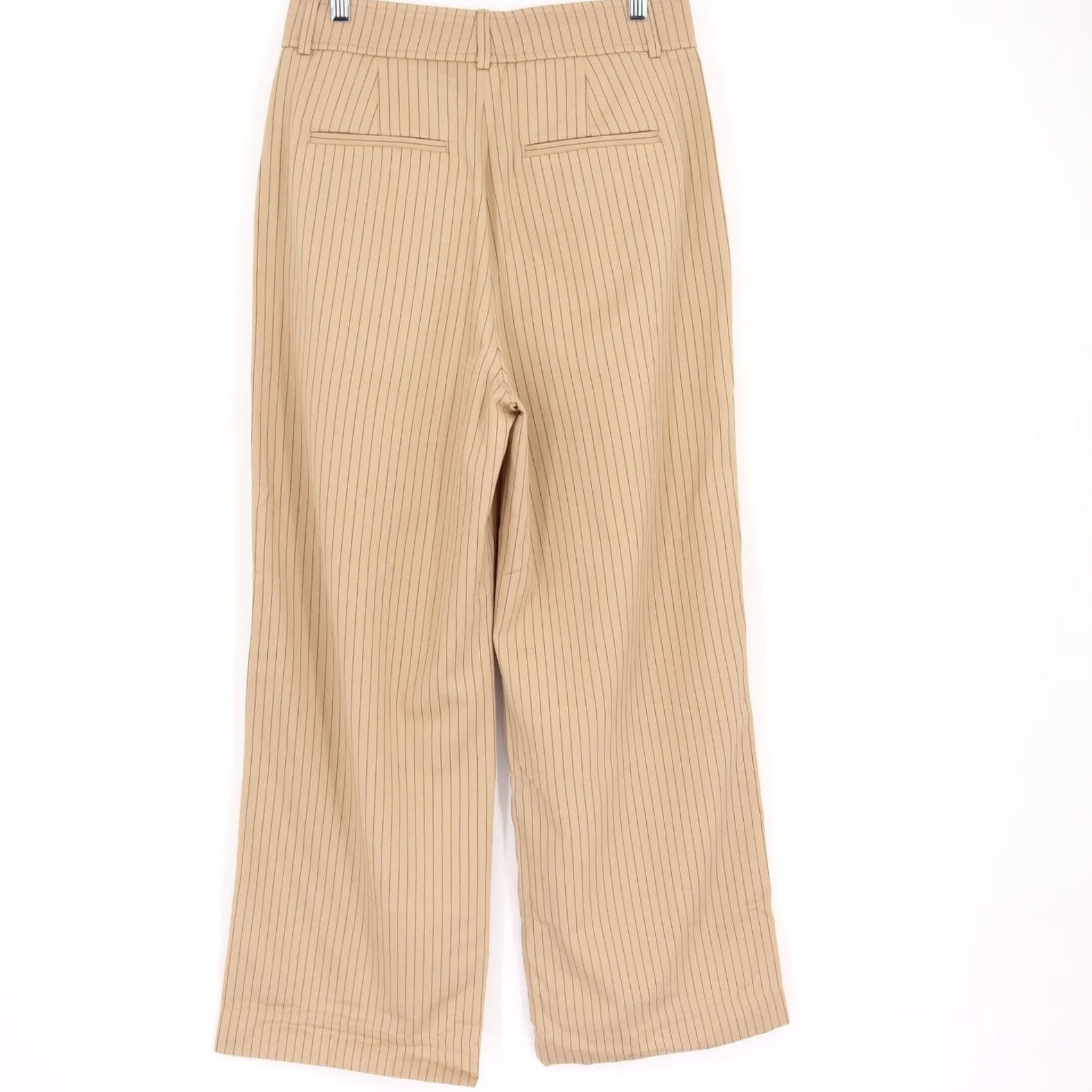 Everlane EVERLANE Women’s Pinstripe Wide-Leg Pleated Pants 6S Tan Beige Dress Pants Workwear Casual Business Size 28" / US 6 / IT 42 - 7 Thumbnail