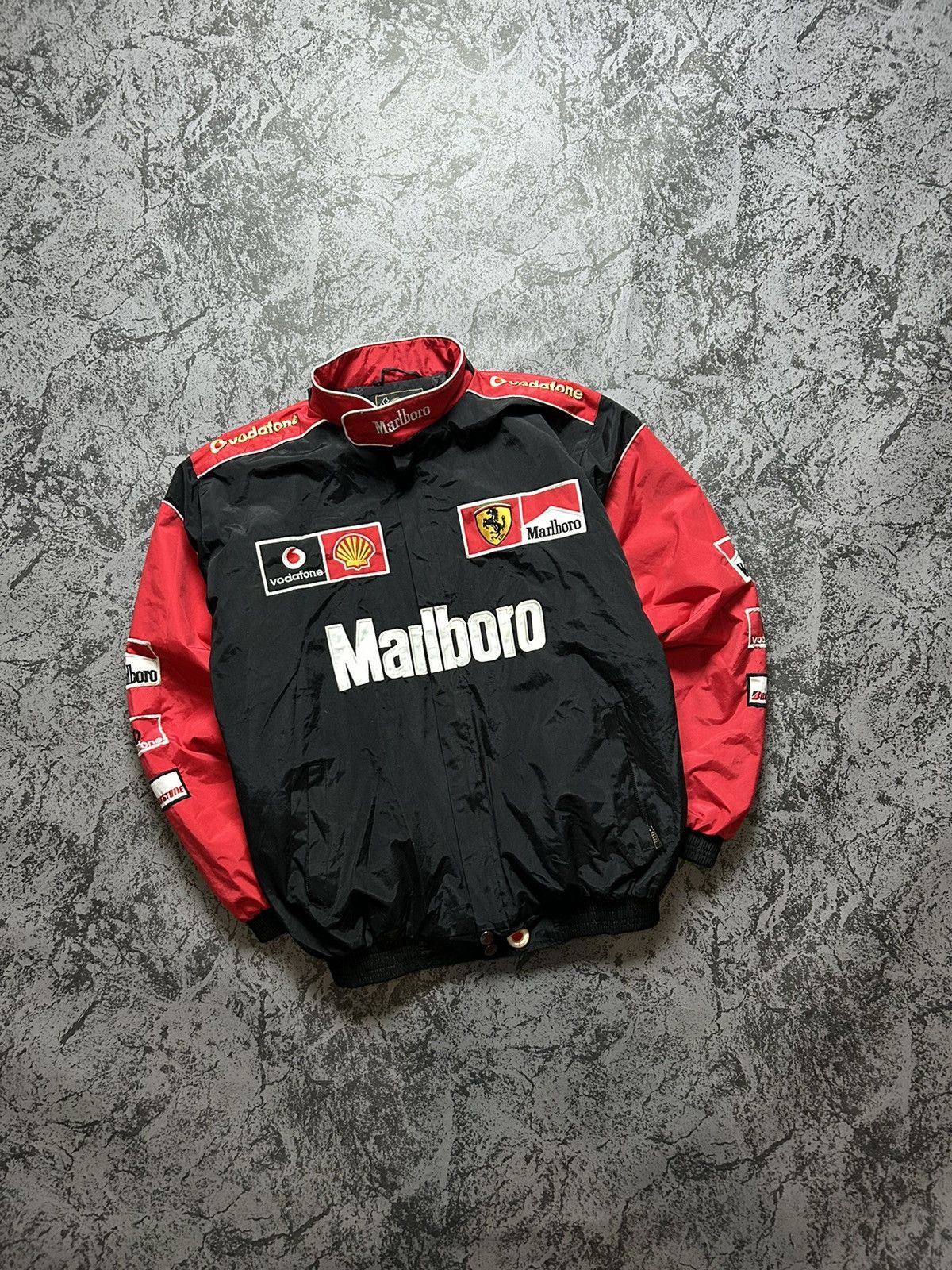 image of Ferrari x Marlboro Vintage Racing Jacket Marlboro Ferarri F1 Big Logo 90's in Black, Men's (Size XL