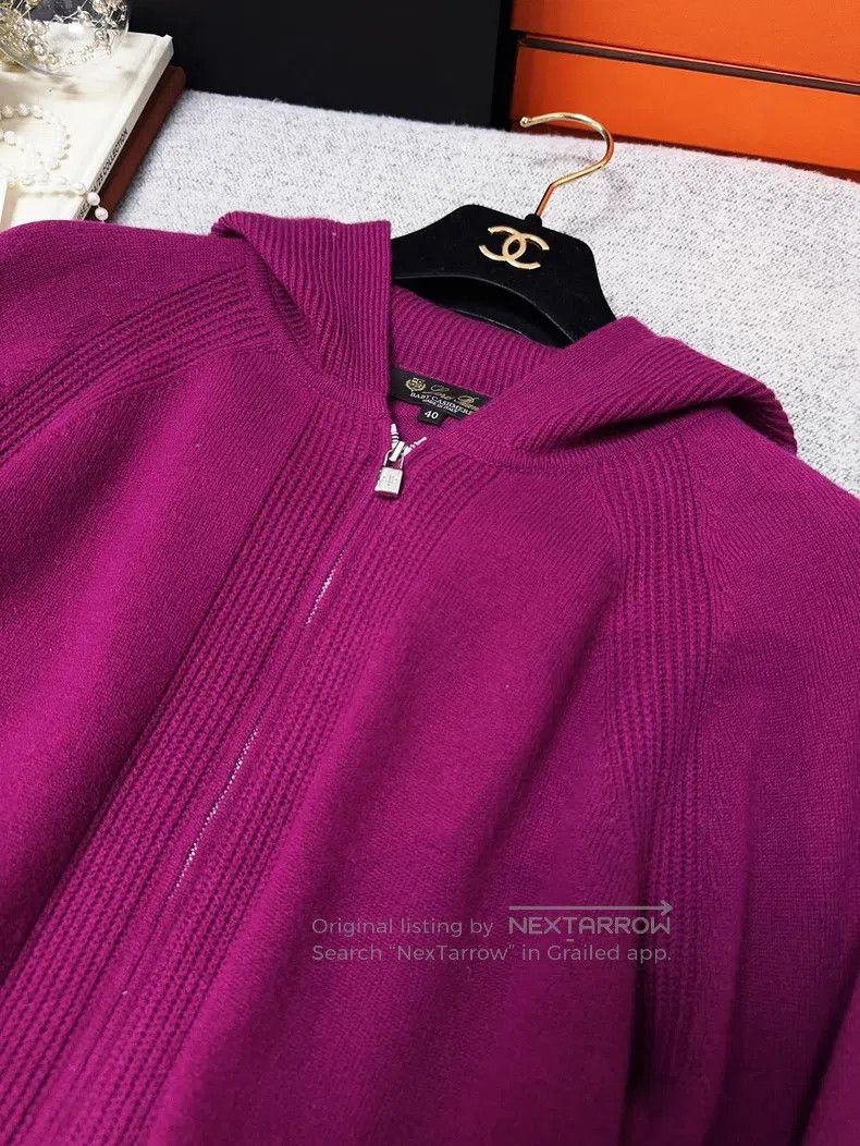 Loro Piana Loro Piana Purplish-red, full cashmere knitted coat Size XS / US 0-2 / IT 36-38 - 7 Thumbnail