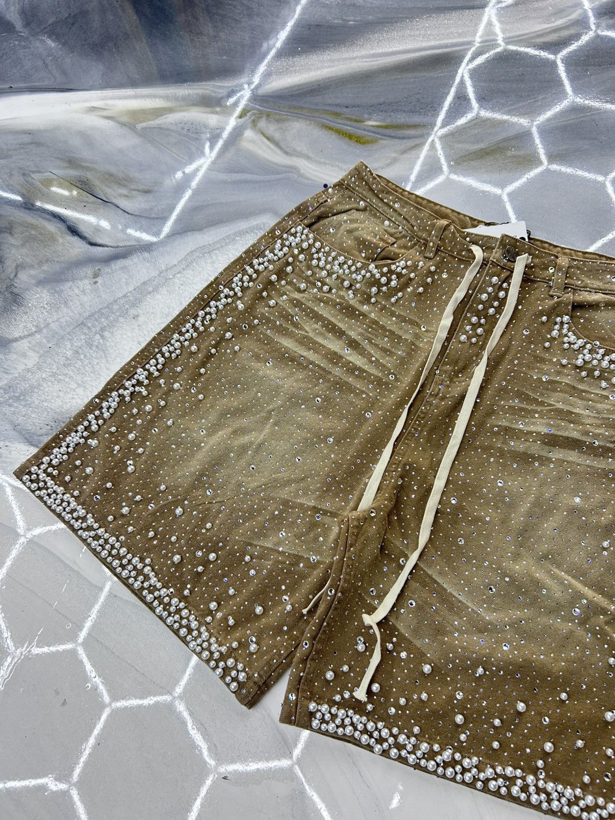 Vale Vale Tan Sandstorm Crystal Jean Shorts Size 36 Size US 36 / EU 52 - 6 Thumbnail